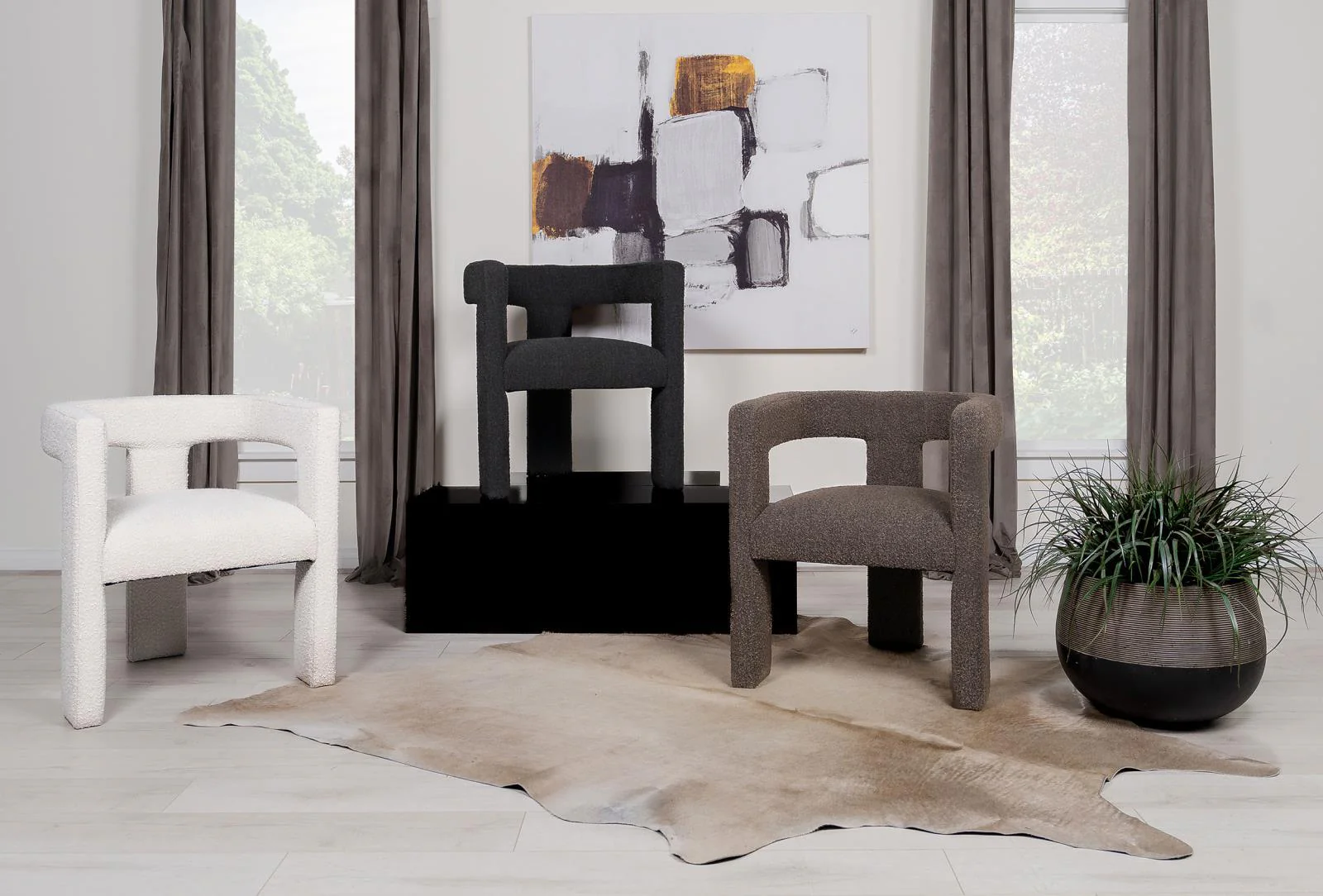 Petra Black Boucle Upholstered Accent Side Chair - Image 12