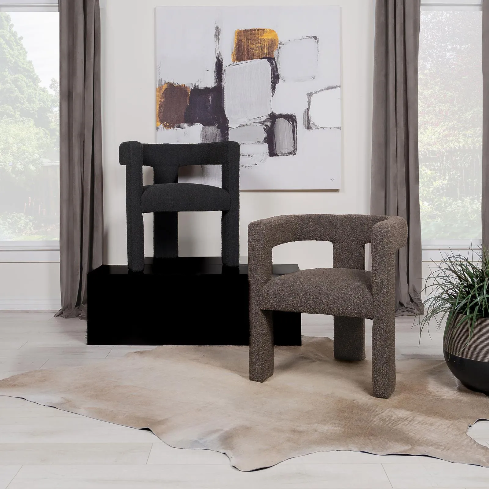 Petra Chocolate Brown Boucle Upholstered Accent Side Chair - Image 11