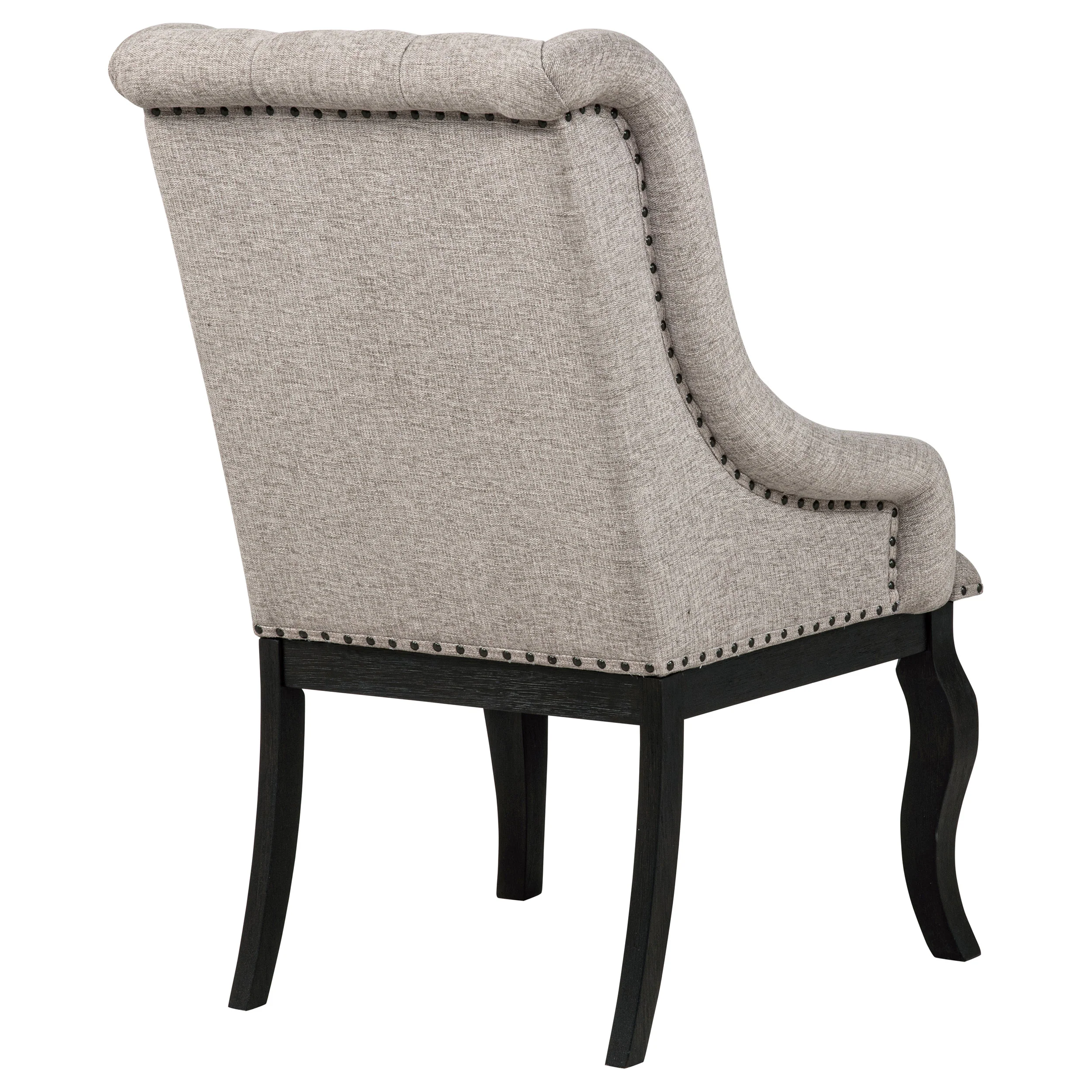 Phelps Tan Distressed Noir Upholstered Dining Arm Chair (Set of 2) - Image 9