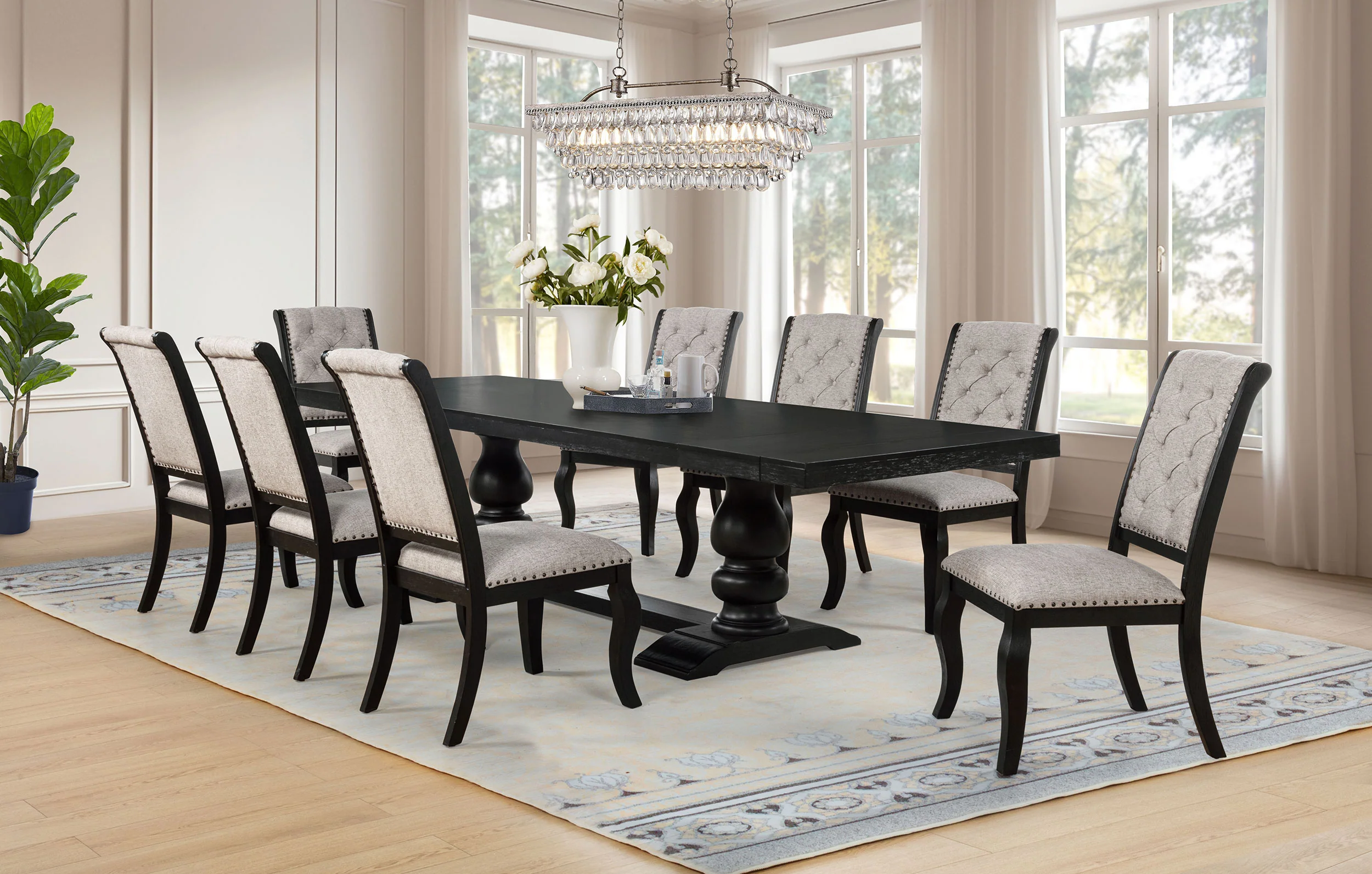 Phelps Tan Distressed Noir Upholstered Dining Side Chair (Set of 2) - Image 15