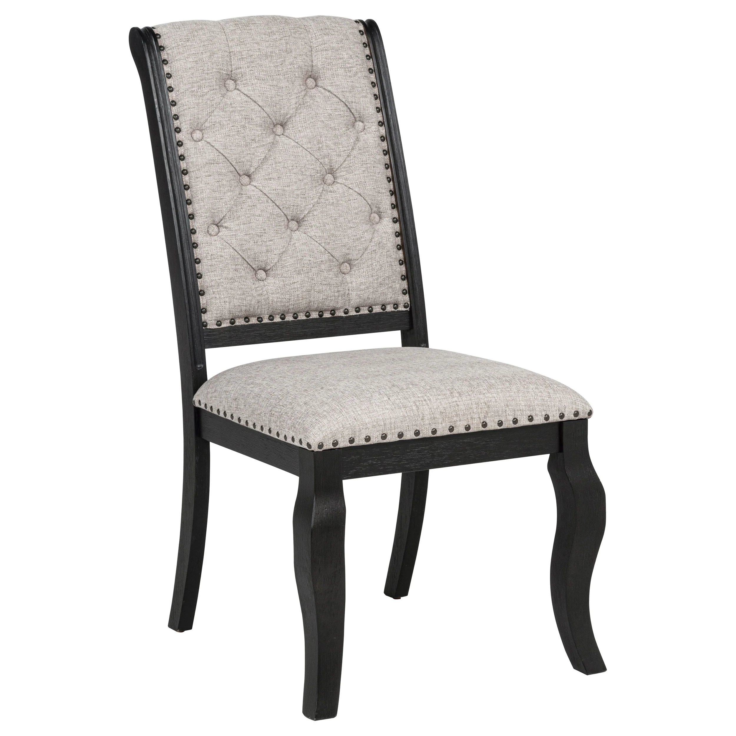 Phelps Tan Distressed Noir Upholstered Dining Side Chair (Set of 2) - Image 3