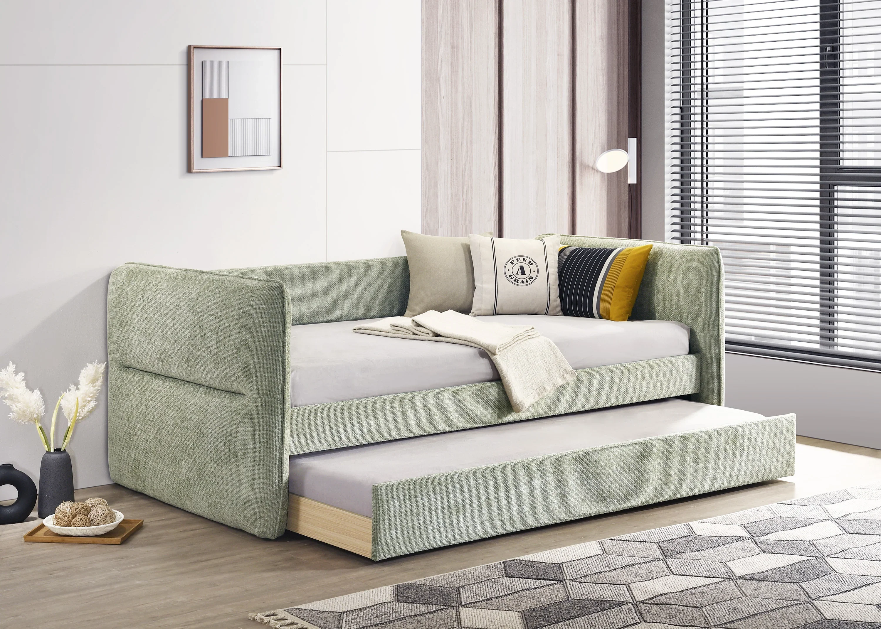Philipa Light Green Daybed with Trundle - Image 2