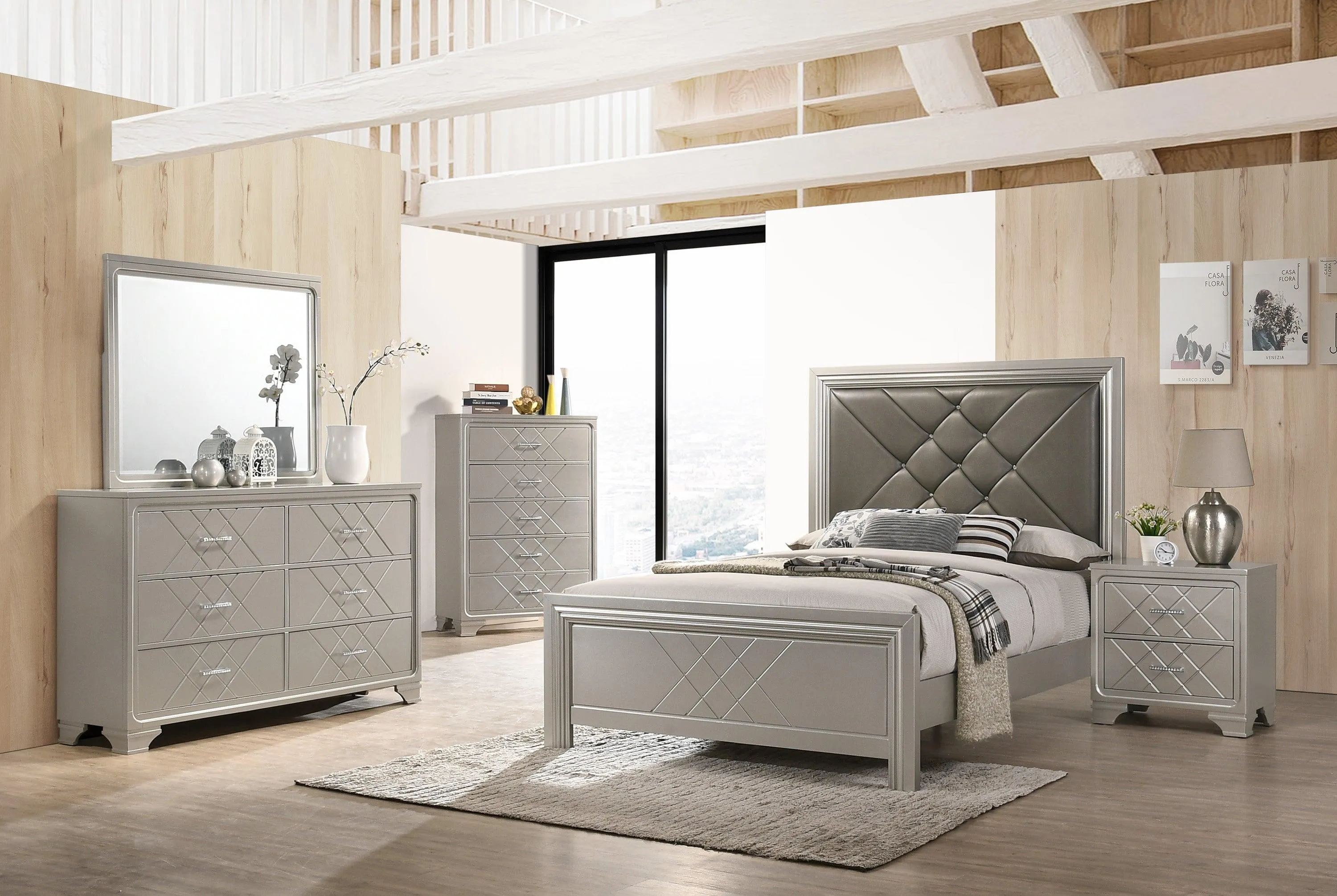 Phoebe Champagne Silver Bedroom Mirror (Mirror Only) - Image 2