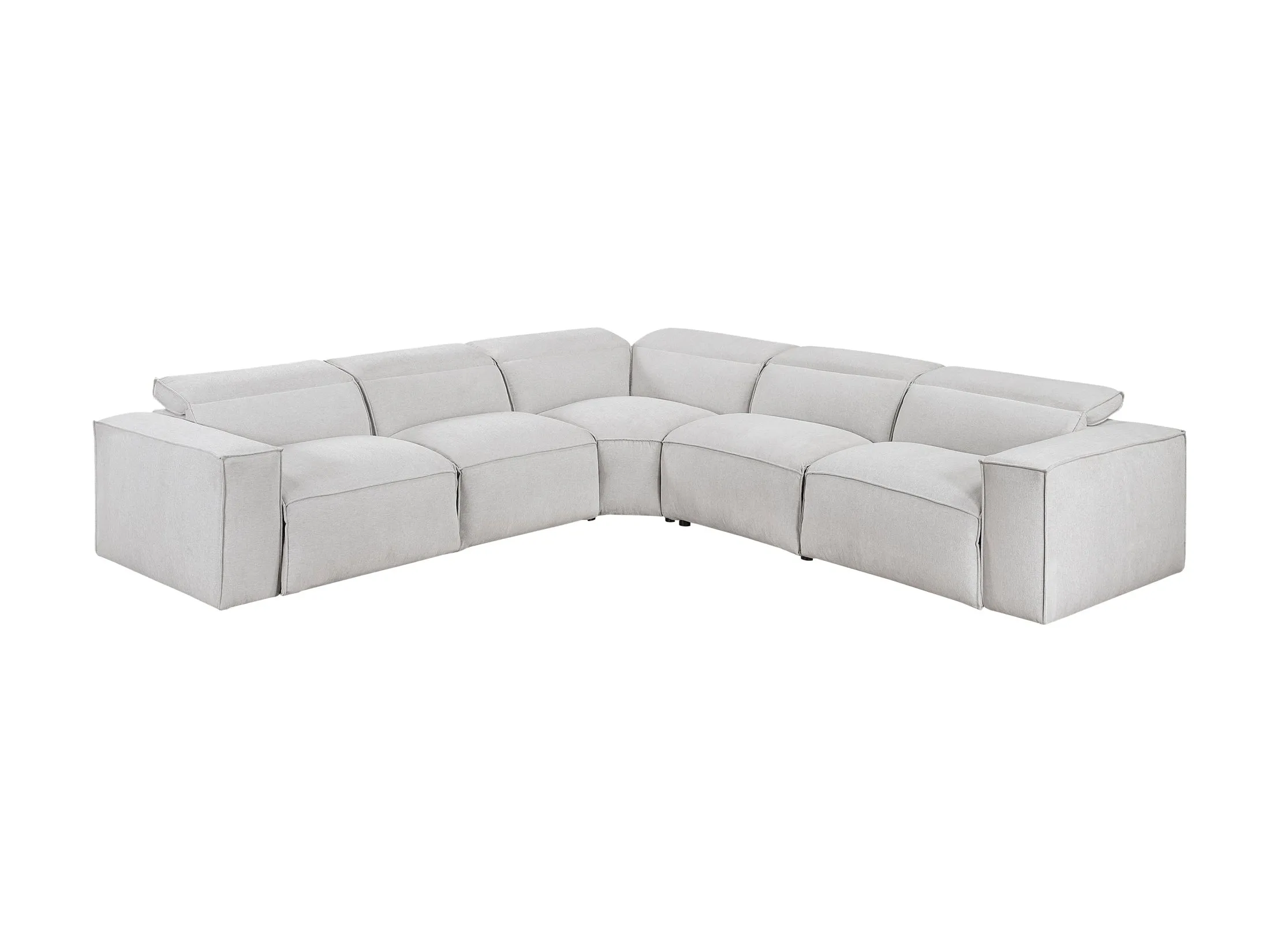 Phoebe Light Gray 5-Piece Modular Power Reclining Sectional - Image 4