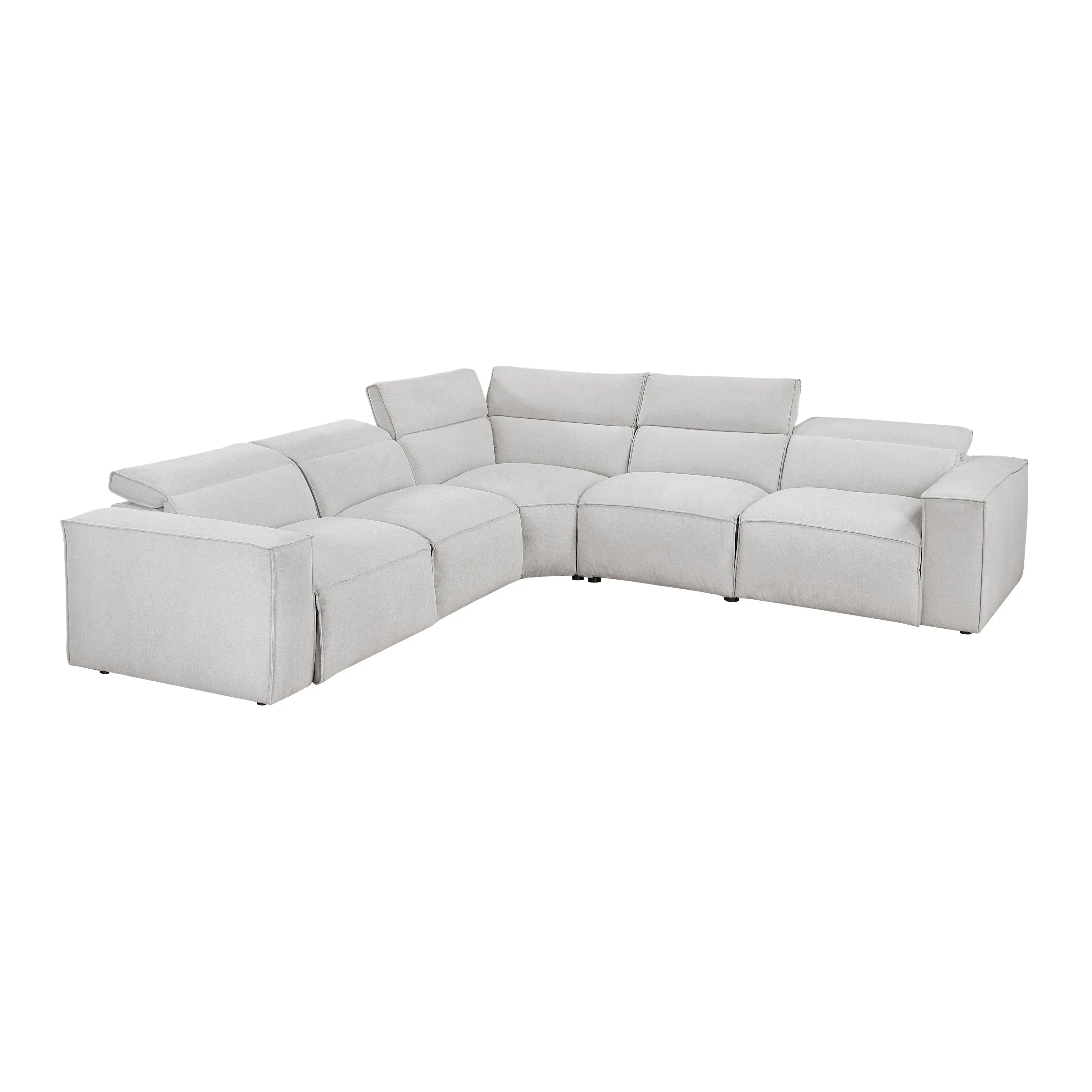 Phoebe Light Gray 5-Piece Modular Power Reclining Sectional - Image 5