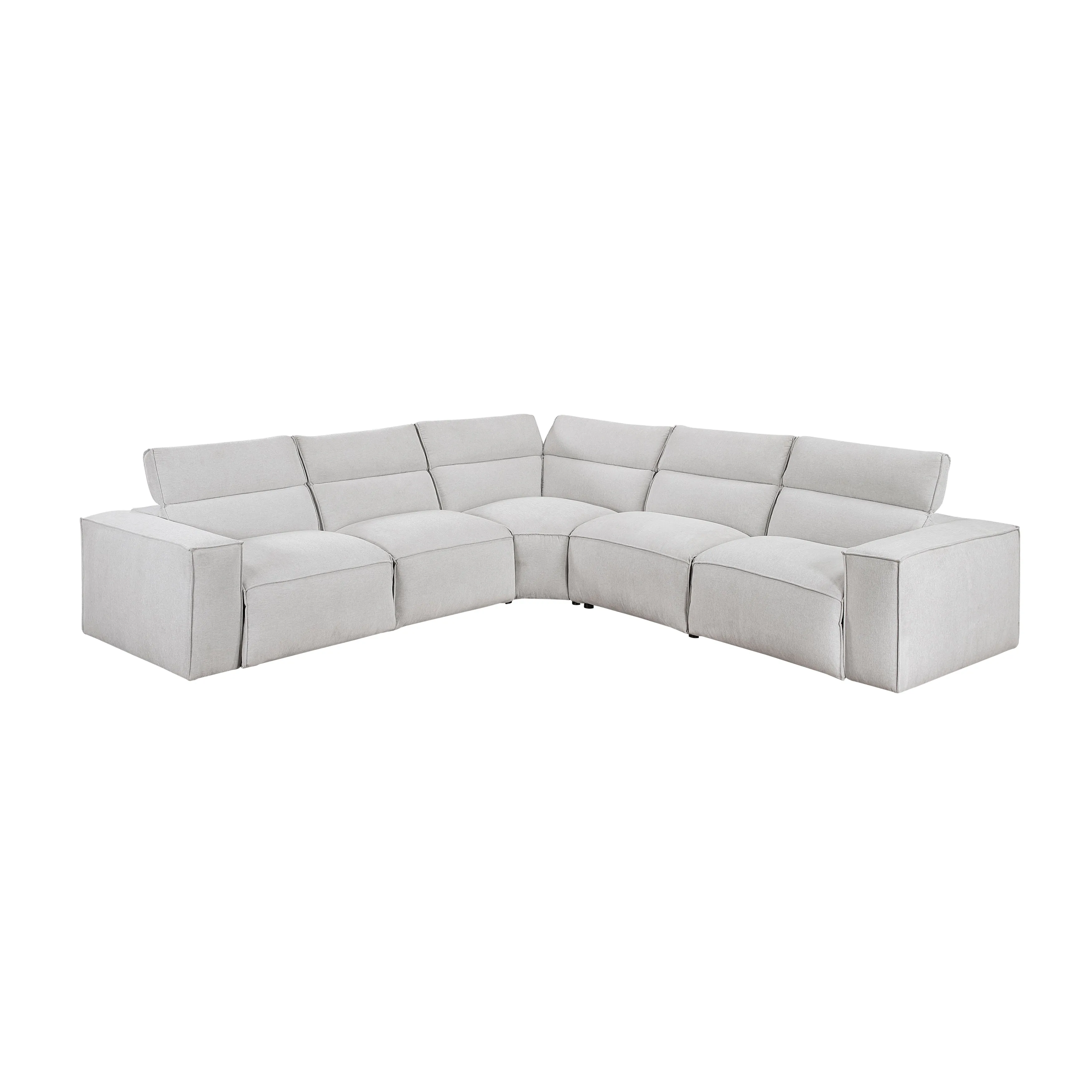 Phoebe Light Gray 5-Piece Modular Power Reclining Sectional - Image 6