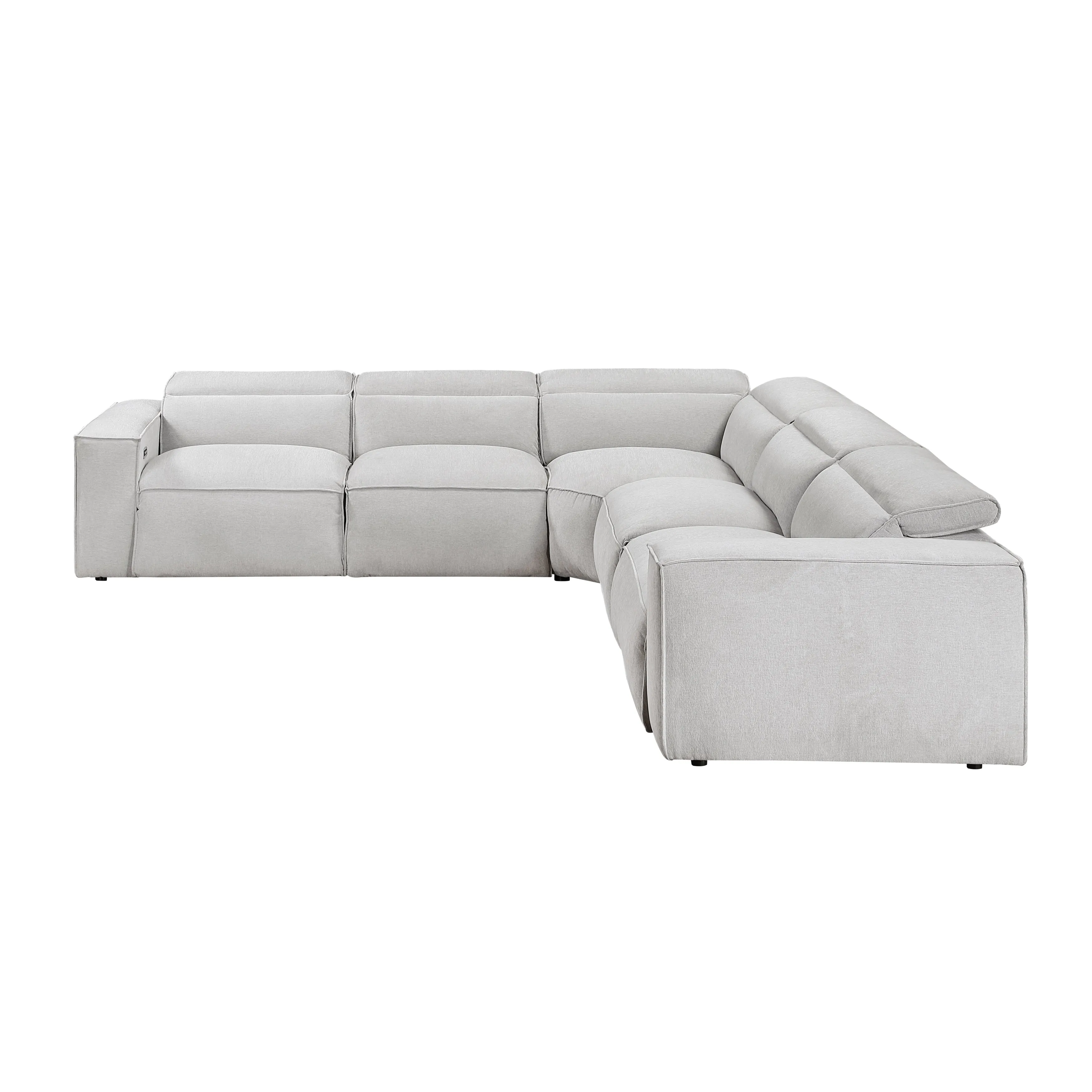 Phoebe Light Gray 5-Piece Modular Power Reclining Sectional - Image 7