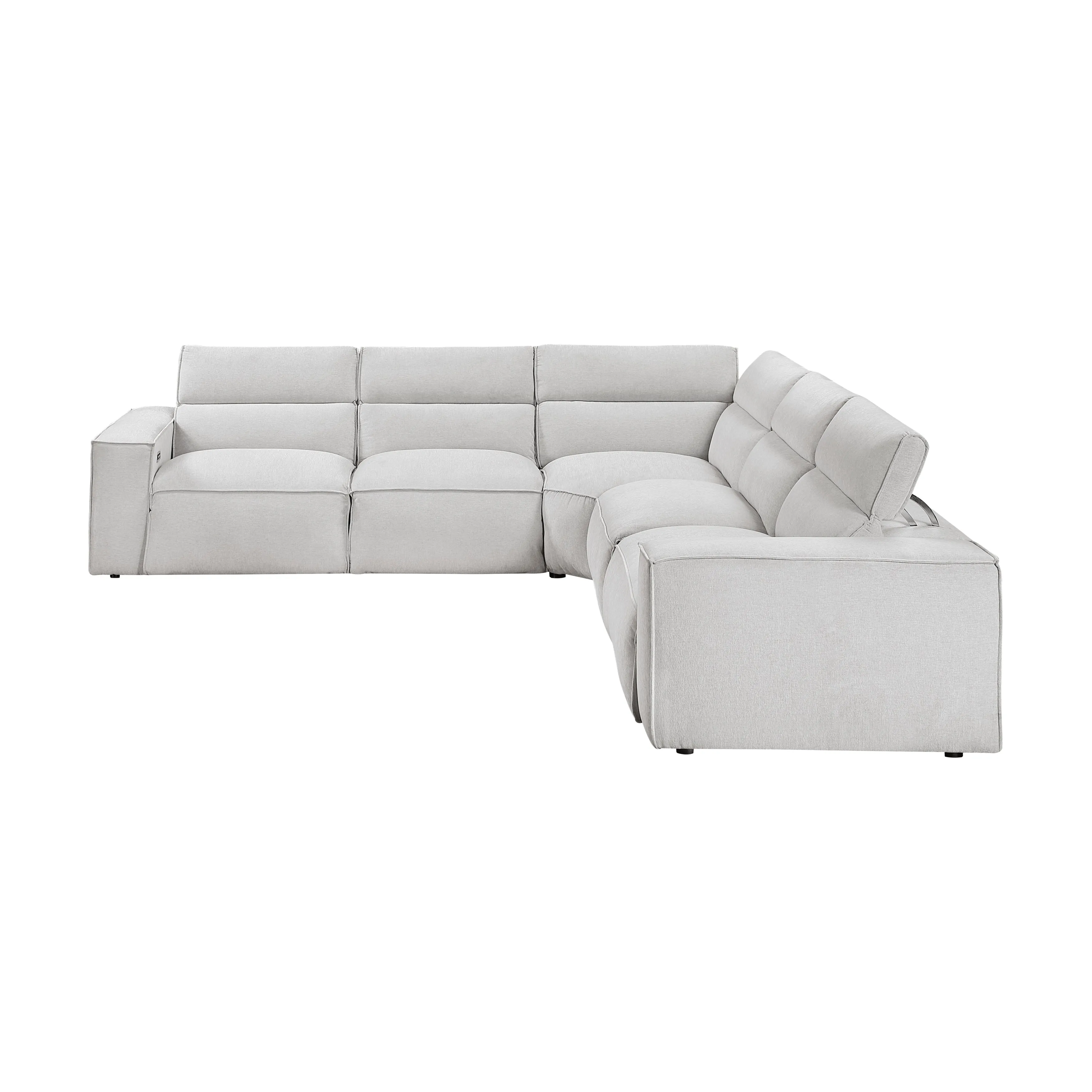 Phoebe Light Gray 5-Piece Modular Power Reclining Sectional - Image 8