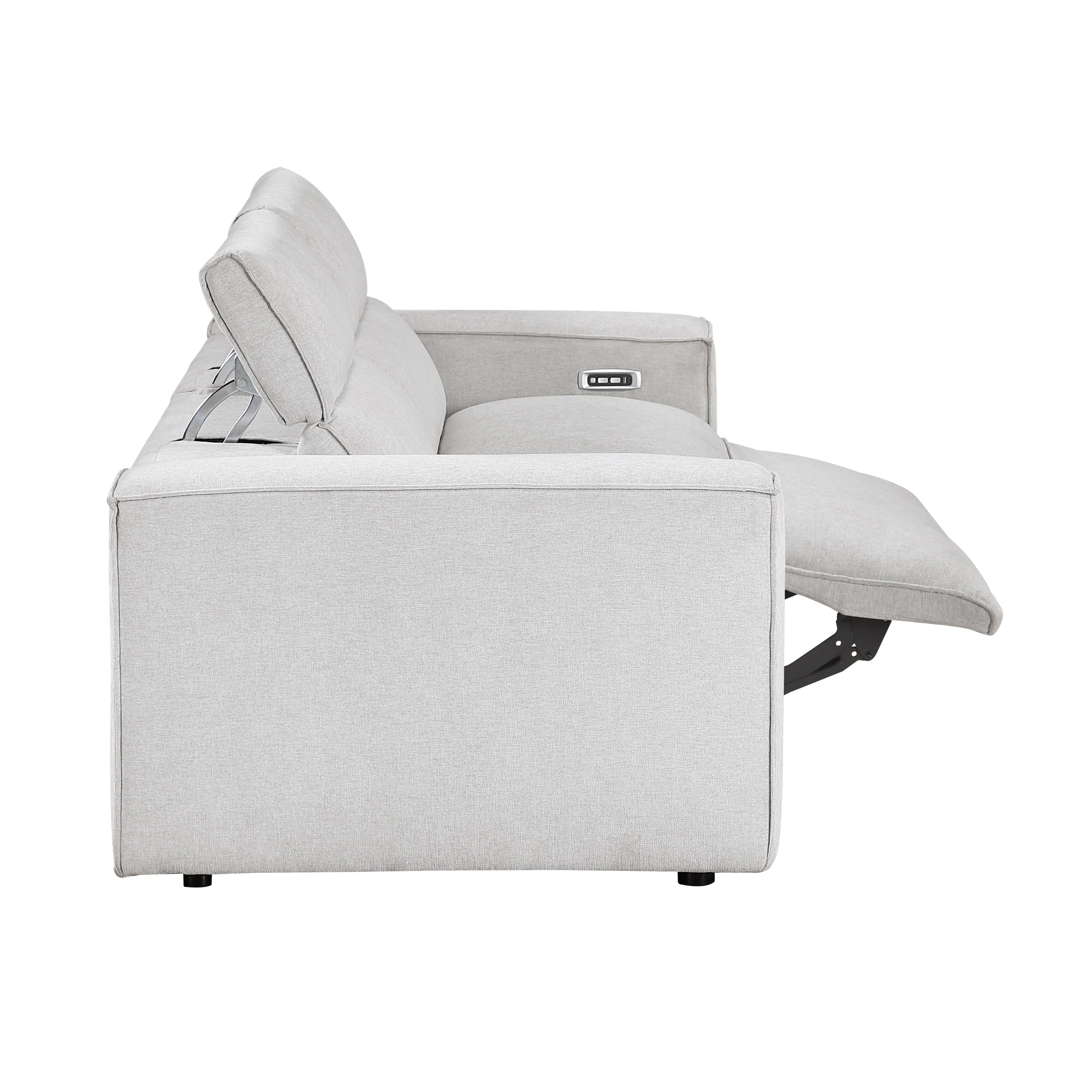 Phoebe Light Gray Power Double Reclining Loveseat with Power Headrests - Image 15