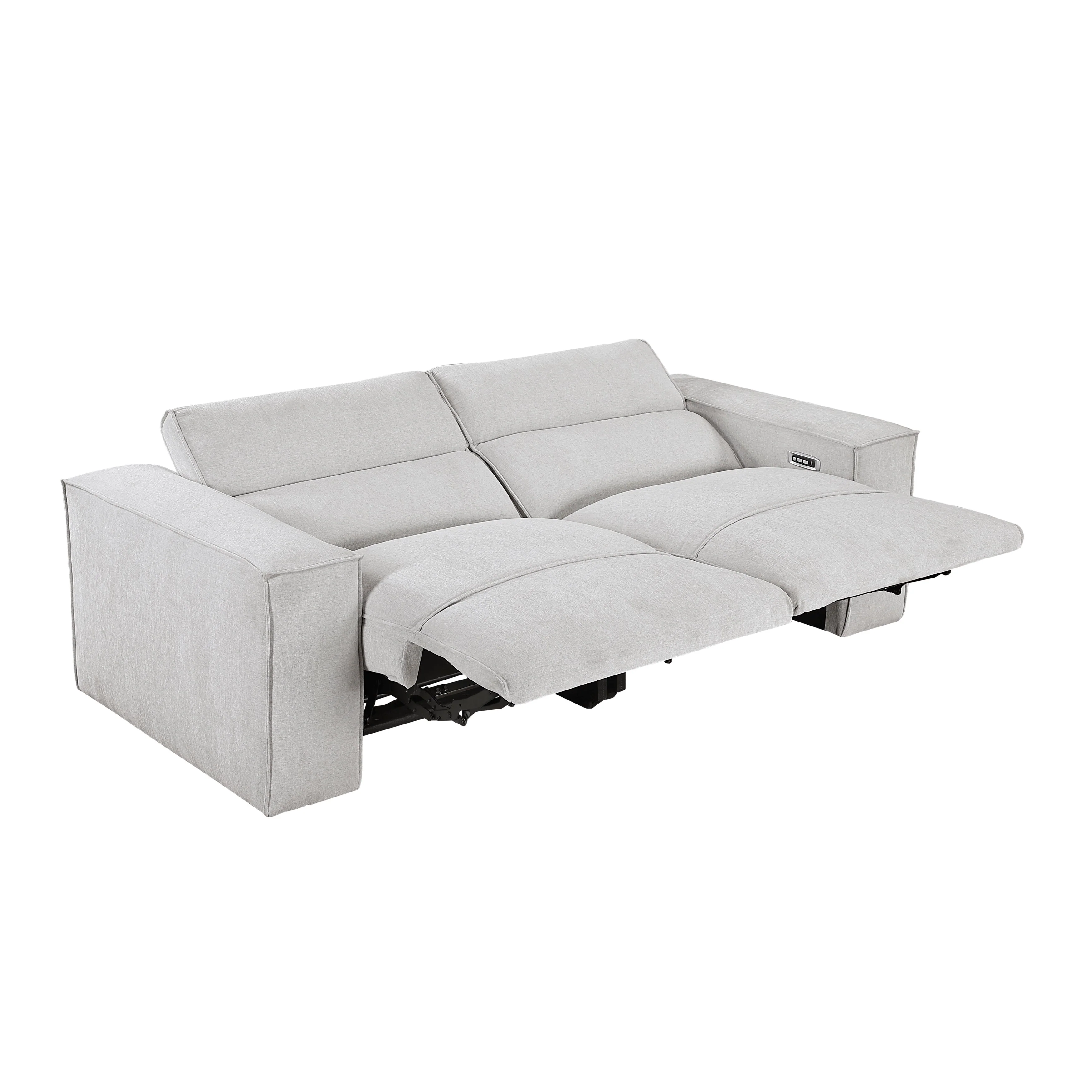 Phoebe Light Gray Power Double Reclining Loveseat with Power Headrests - Image 9