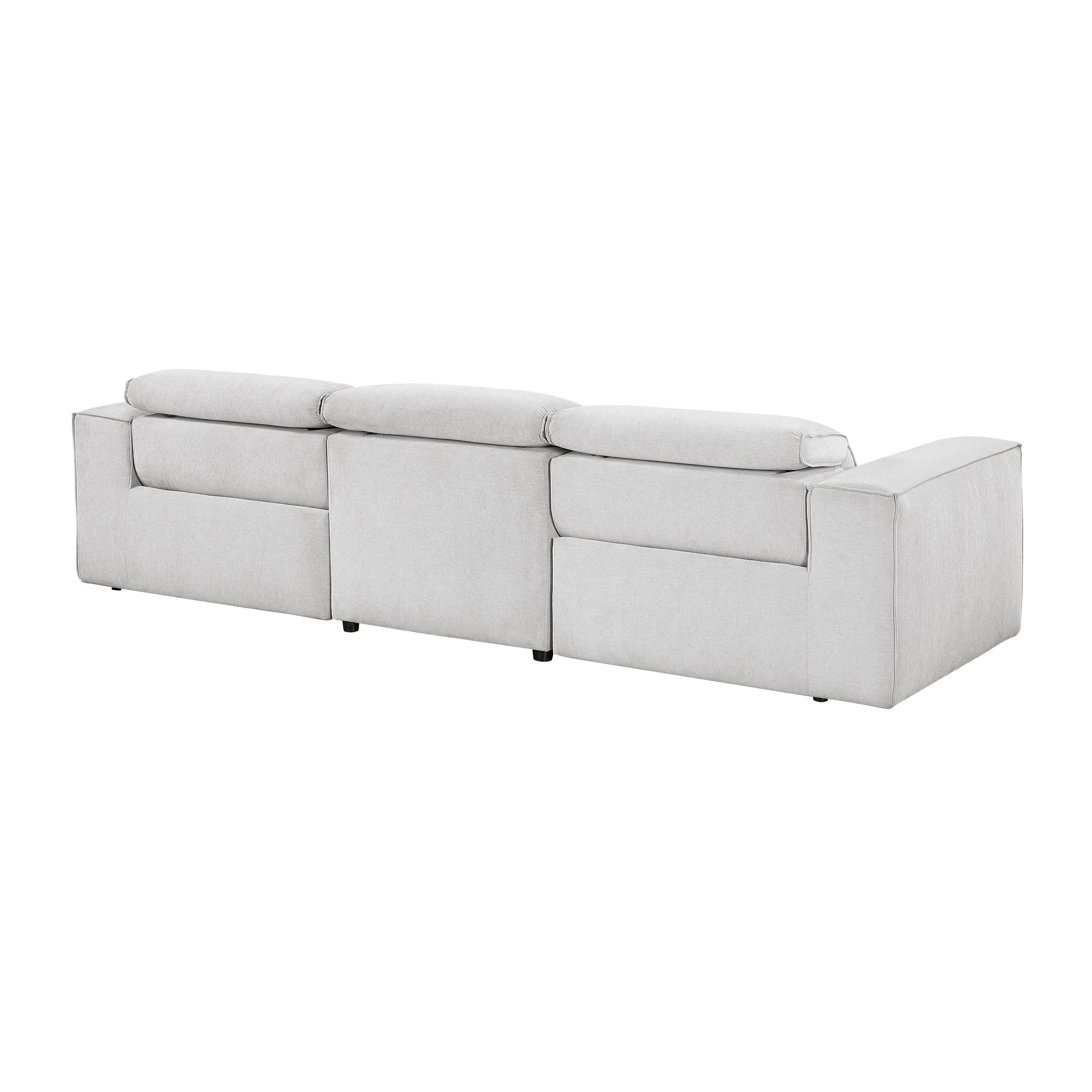 Phoebe Light Gray Power Double Reclining Sofa with Power Headrests - Image 3