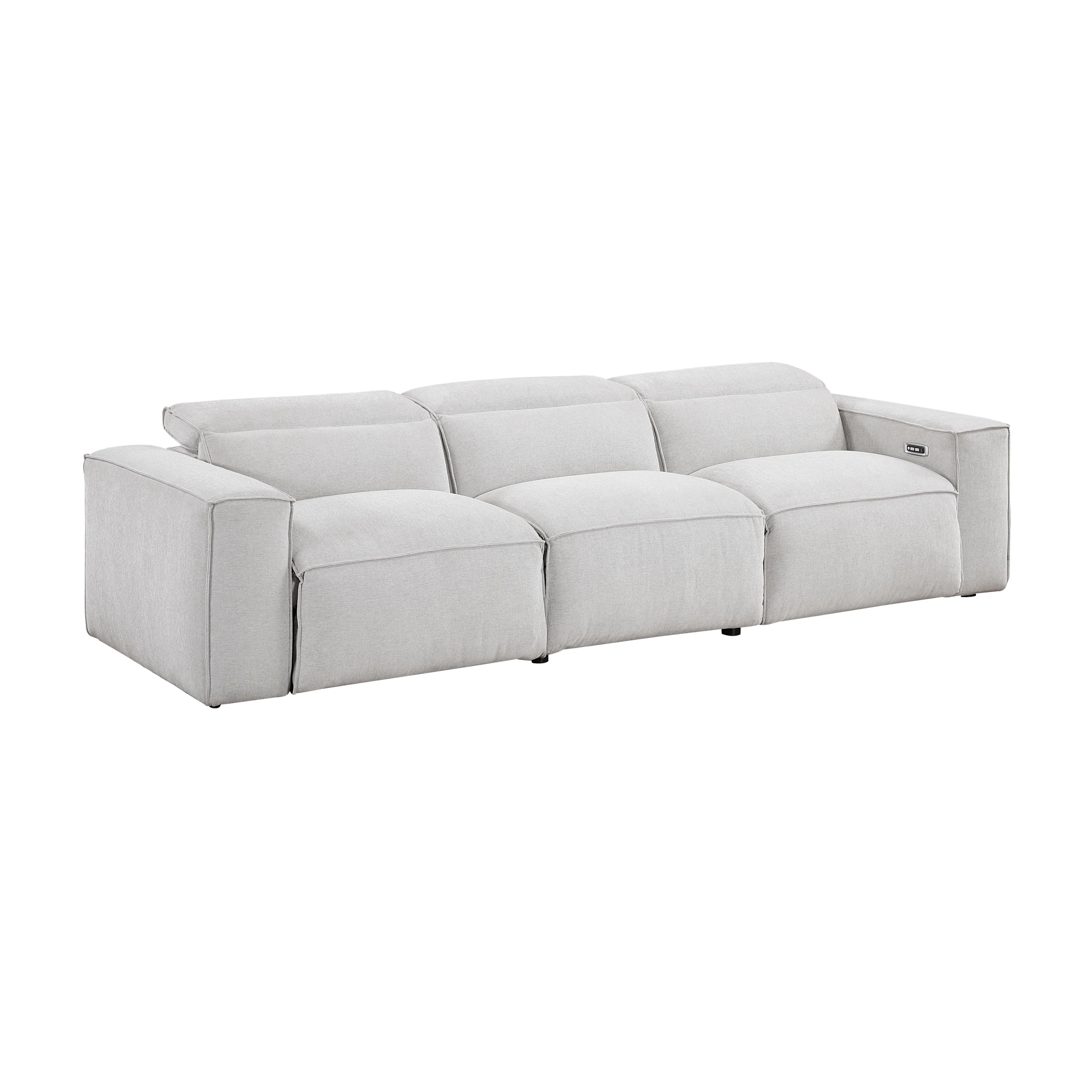 Phoebe Light Gray Power Double Reclining Sofa and Loveseat - Image 3