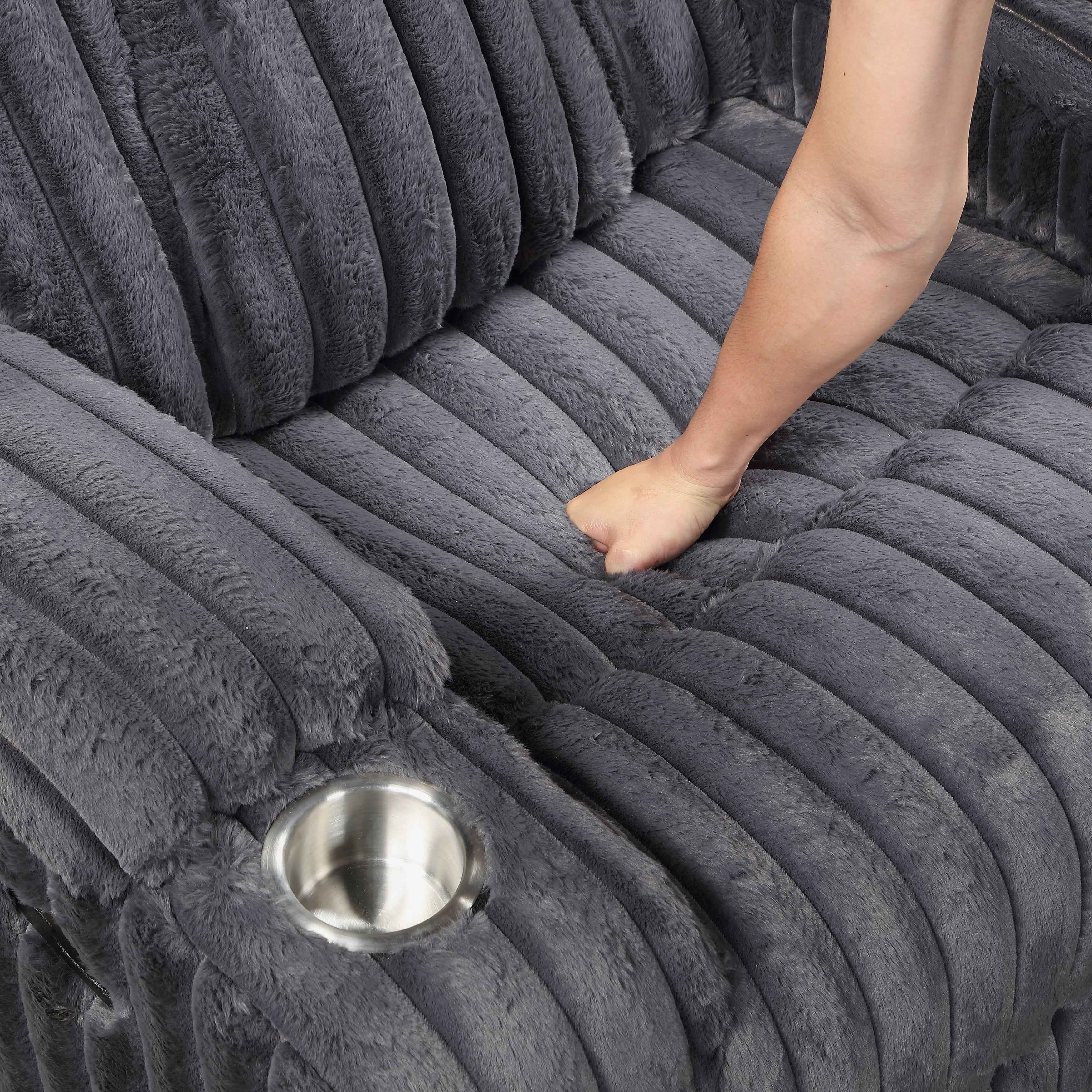 Phyllis Dark Gray Double Reclining Loveseat with Center Console - Image 7