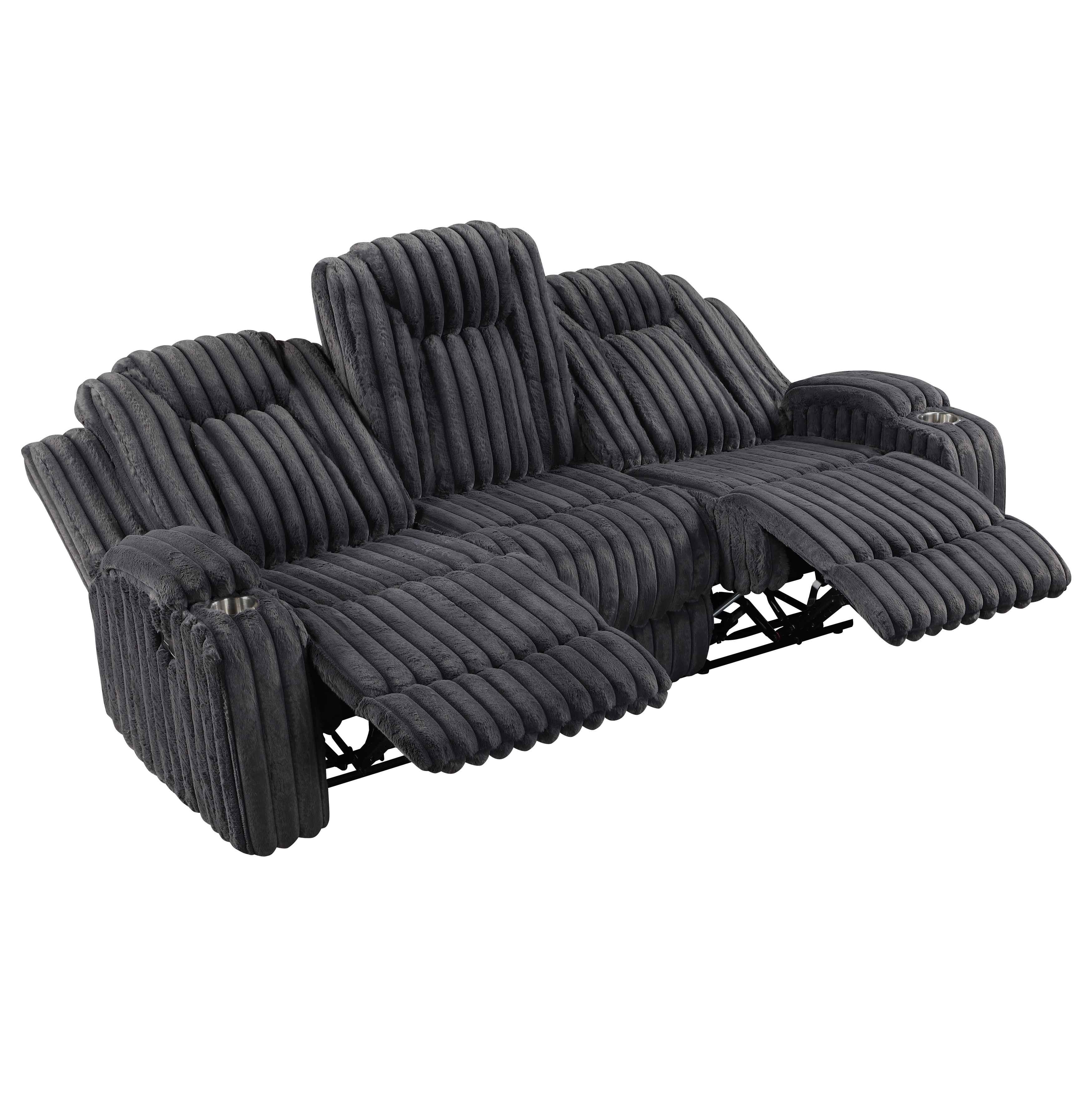 Phyllis Dark Gray Double Reclining Sofa - Image 4