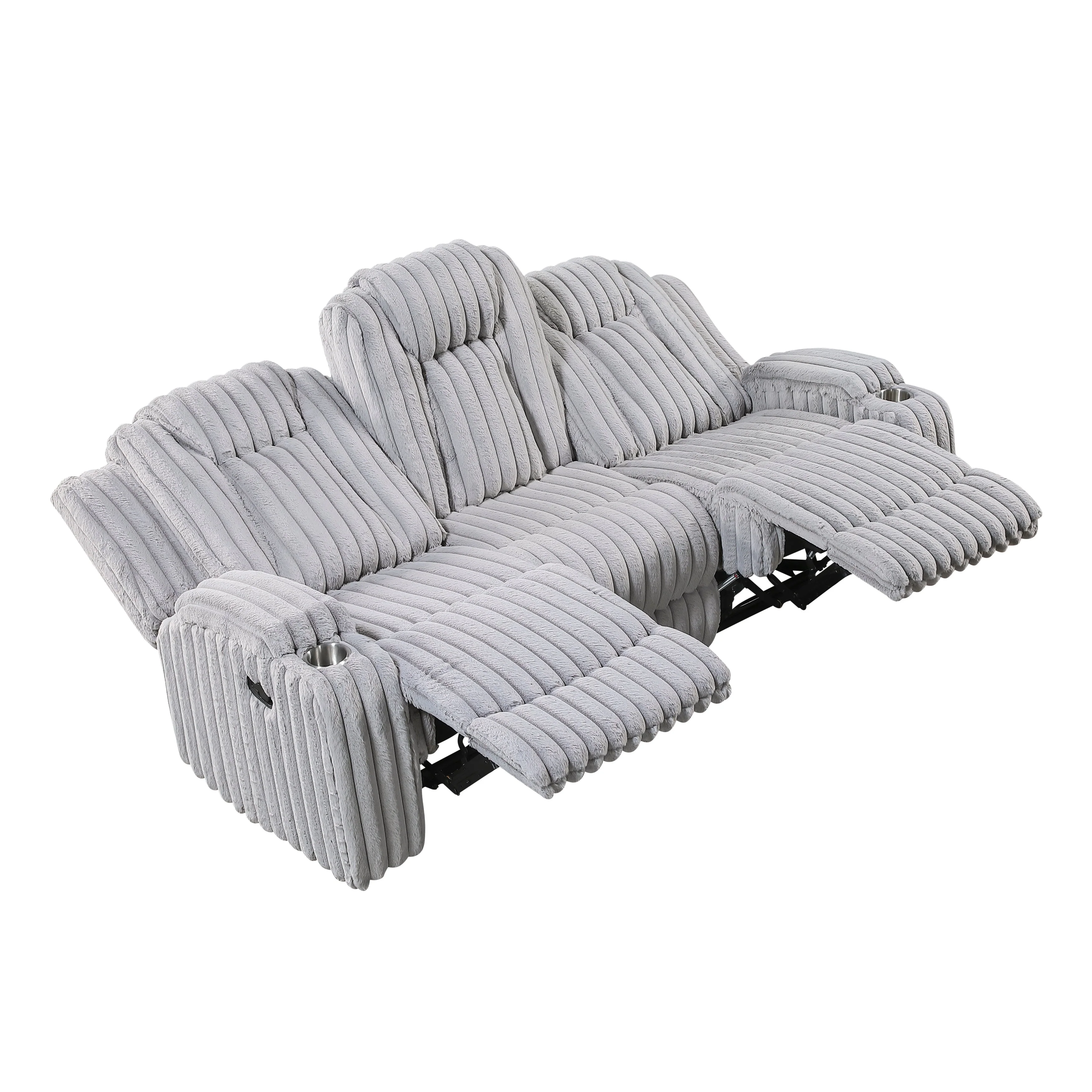 Phyllis Light Gray Double Reclining Loveseat with Center Console and Cup Holders - Image 19
