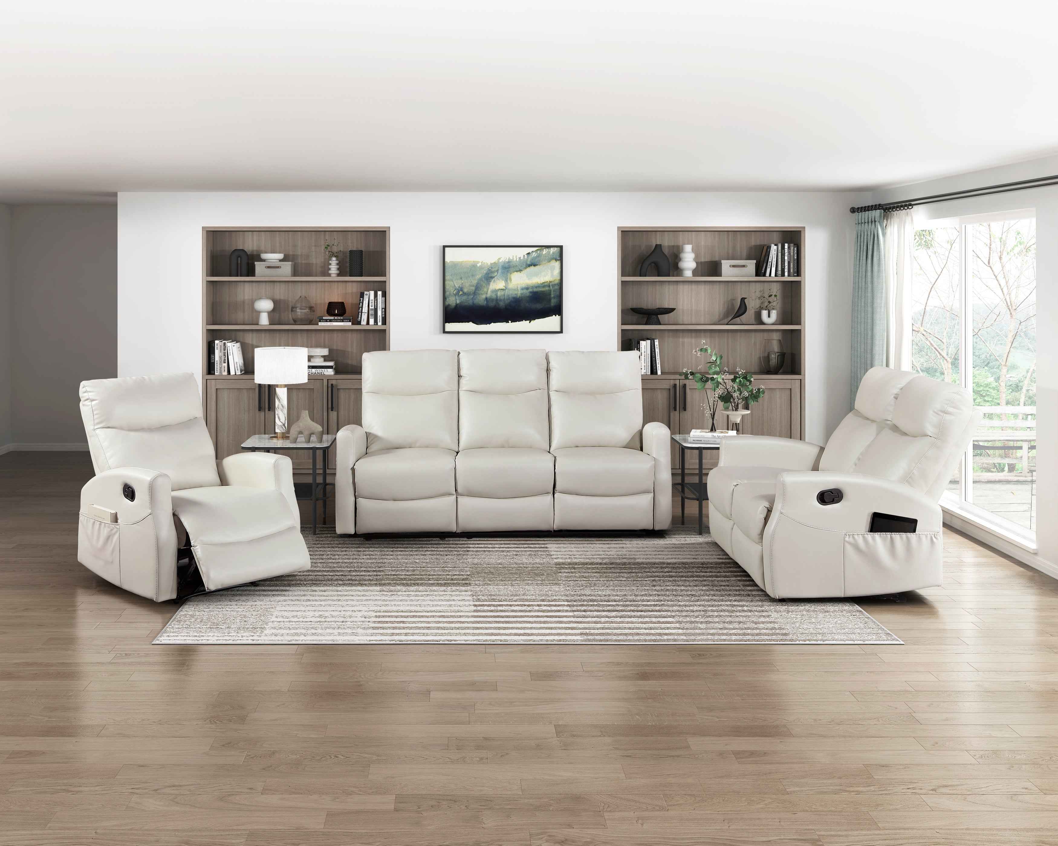 Phyllis Light Gray Double Reclining Loveseat with Center Console - Image 31