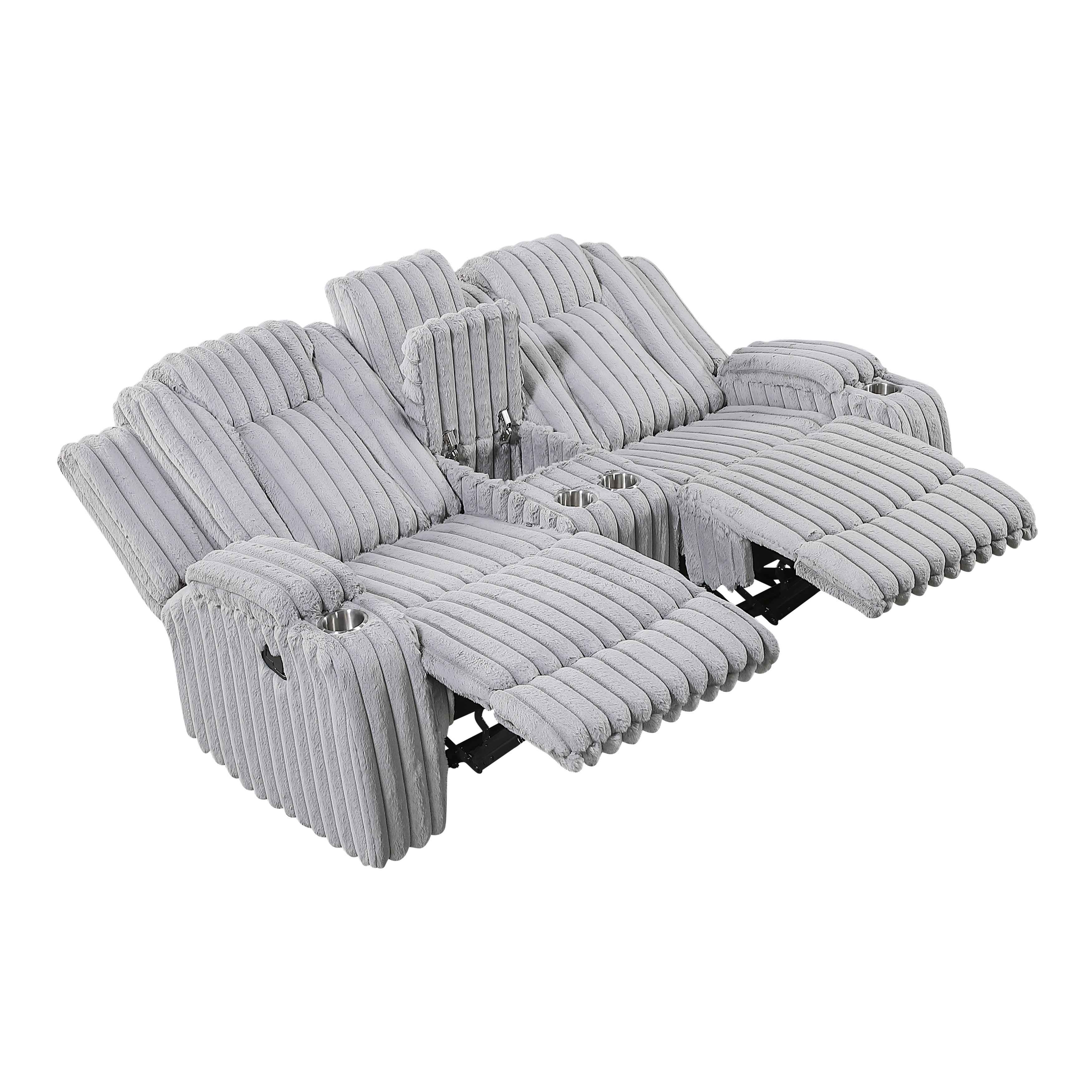 Phyllis Light Gray Reclining Living Room Set - Image 9