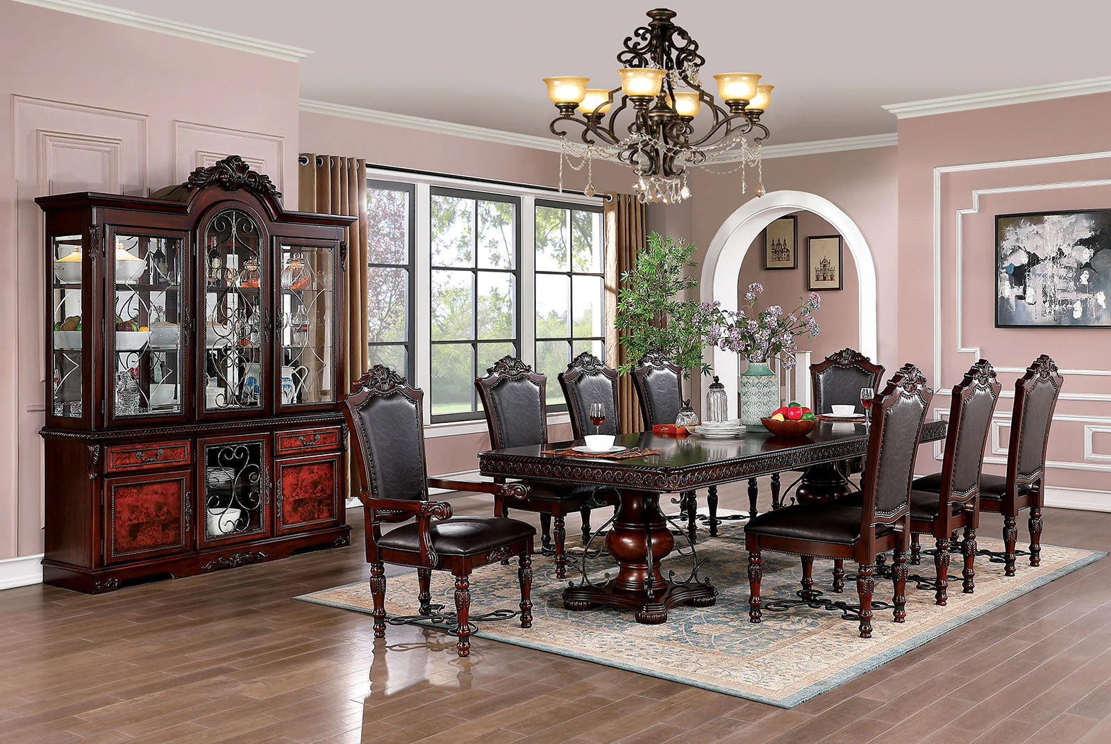 Picardy Brown Cherry 7 Pc Dining Table Set