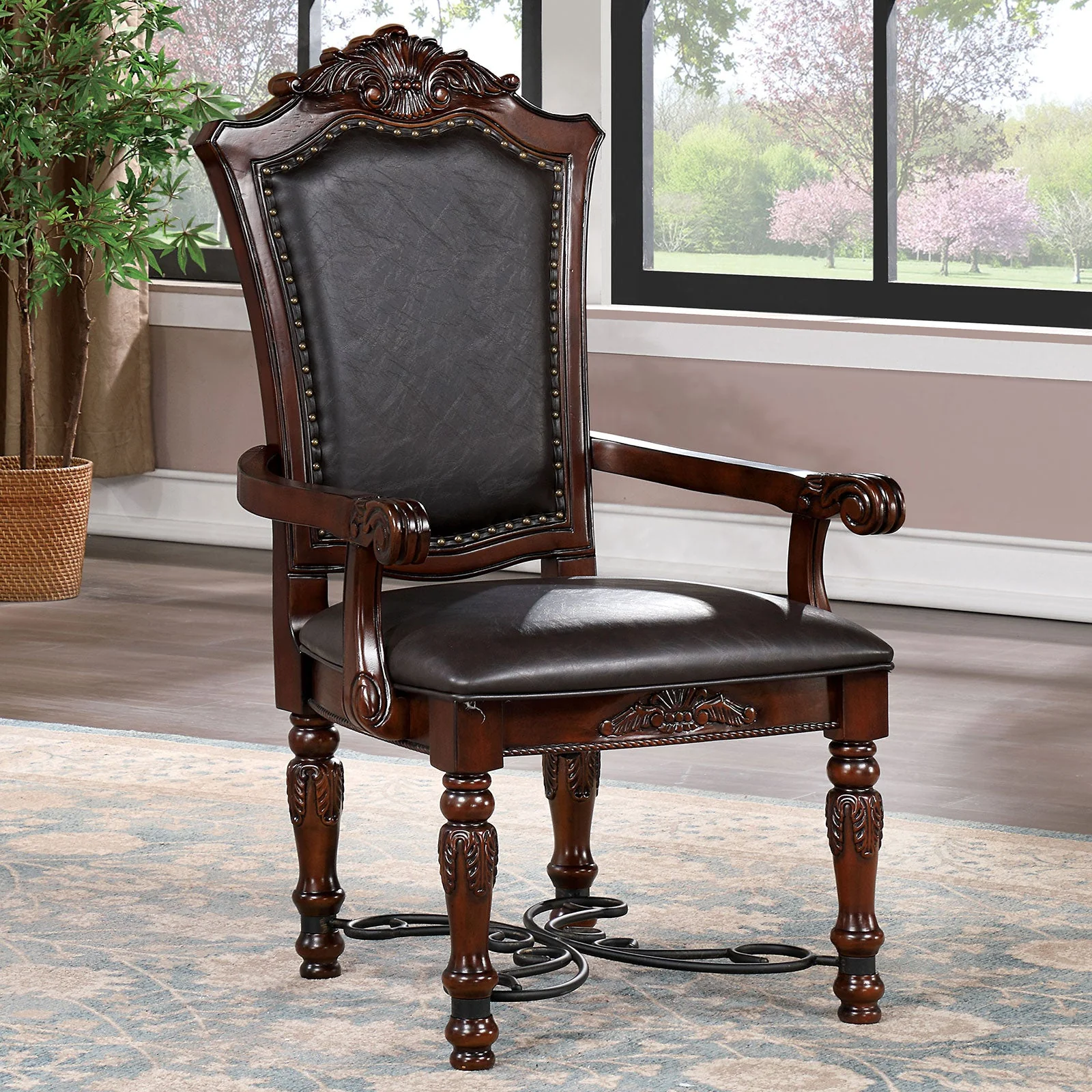 Picardy Brown Cherry/Black Arm Chair