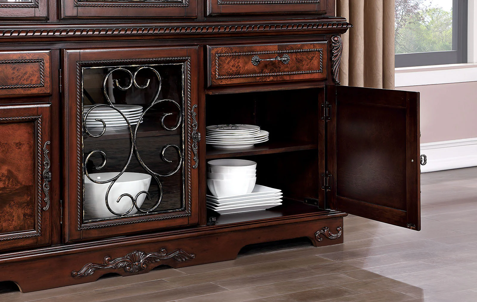 Picardy Brown Cherry Hutch & Buffet - Image 3