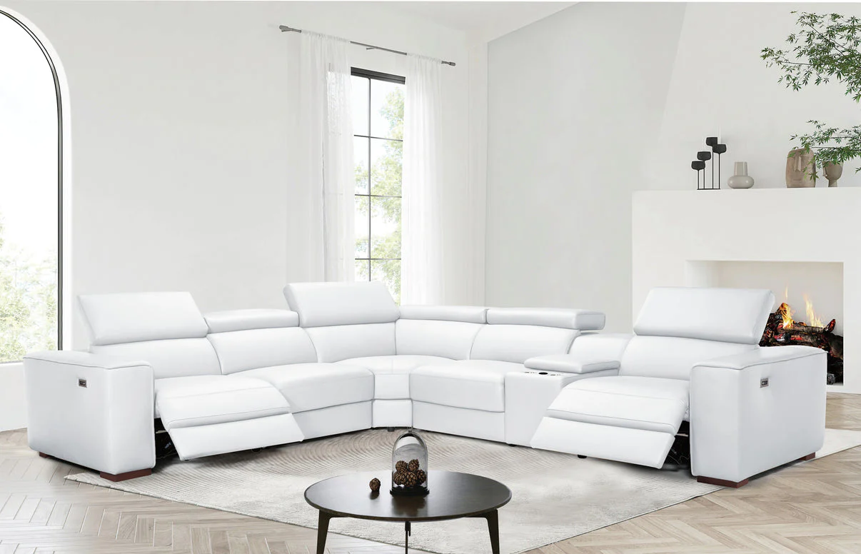 Picasso II White 6-Piece 2 Power Reclining Sectional