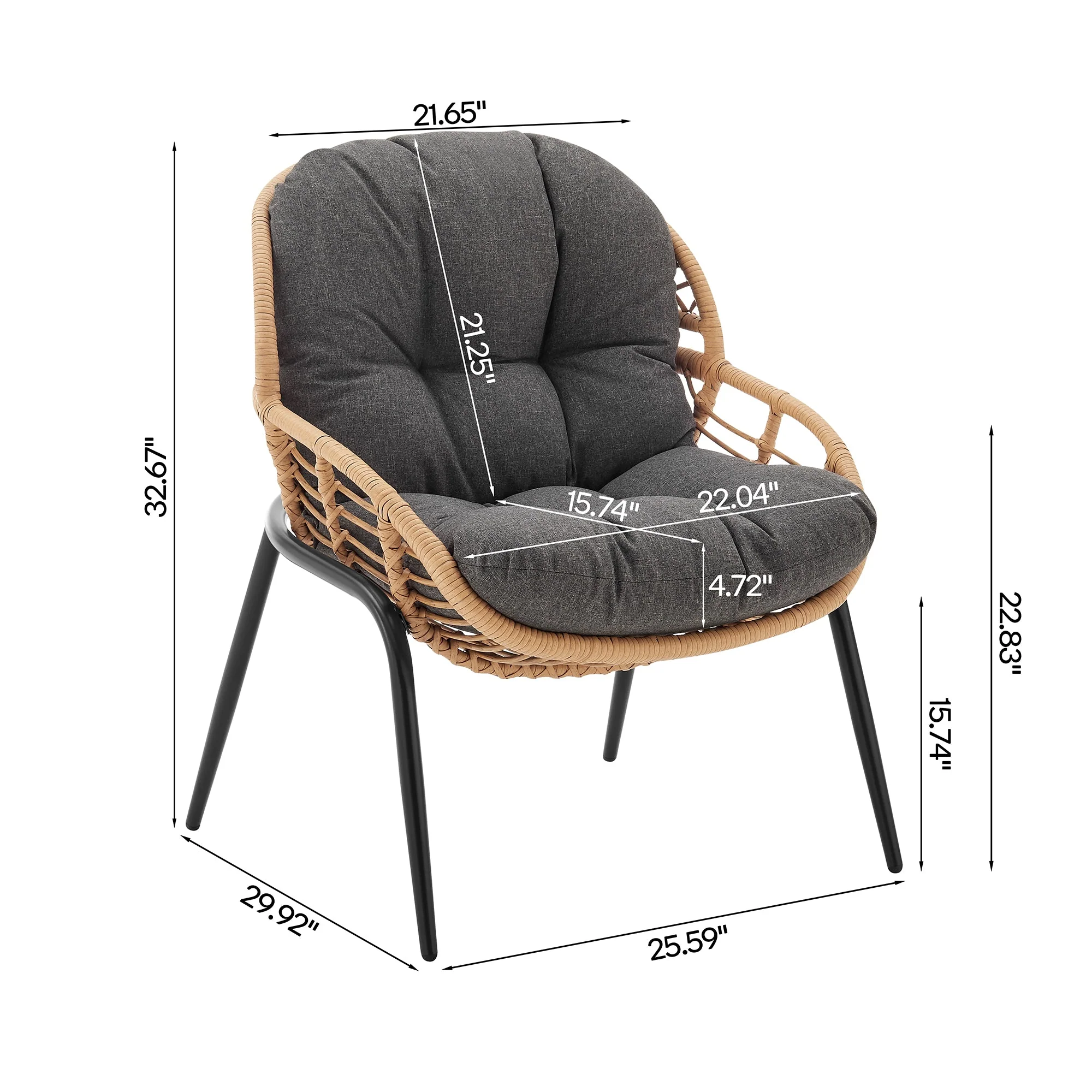Pine 4-Piece Patio Conversation Set in Grey - Image 3