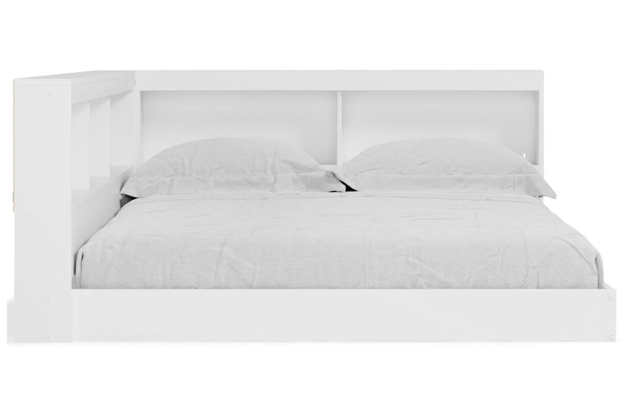 Piperton White Full Bookcase Corner Storage Bed - Image 5
