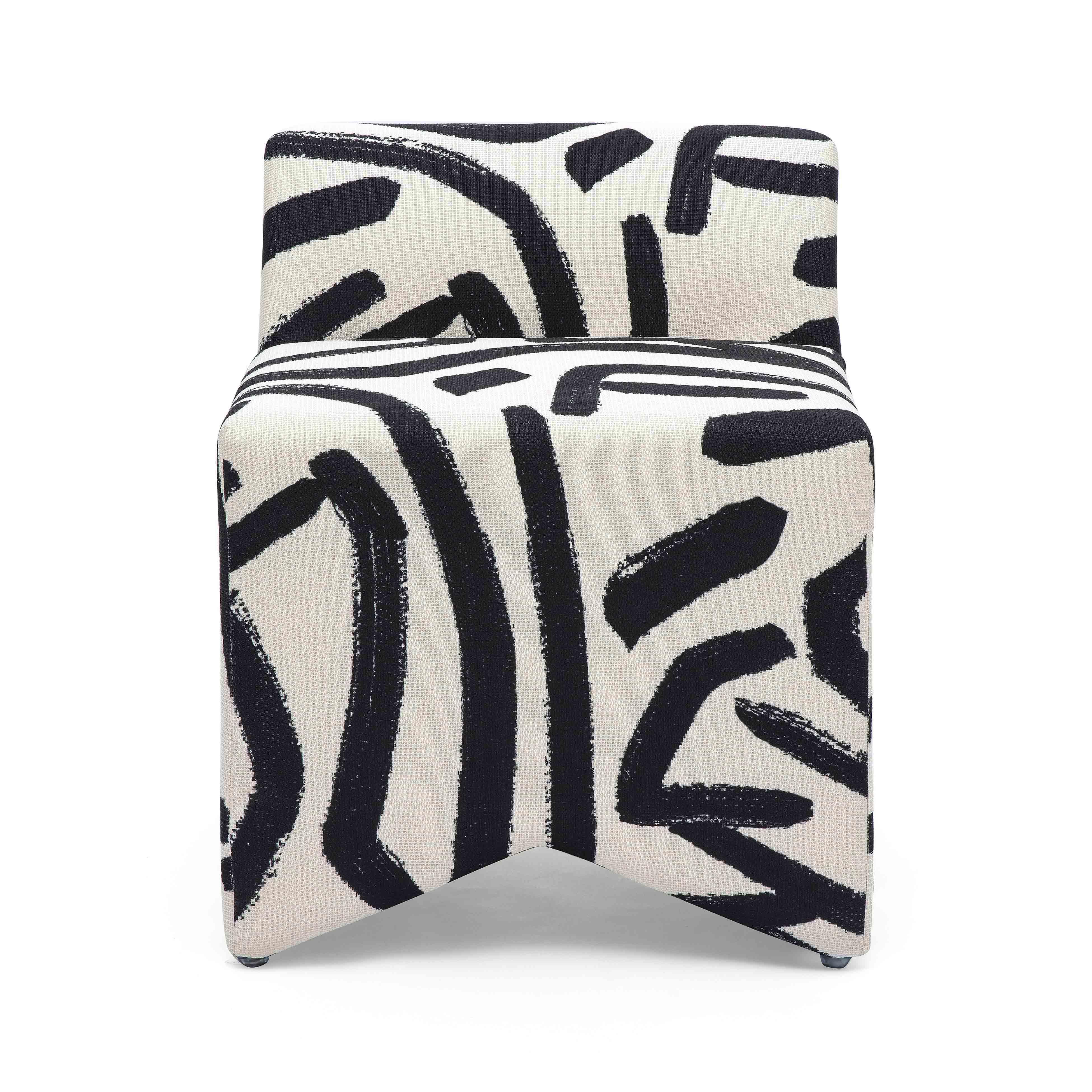 Pippa Black Brushstroke Print Stool - Image 3