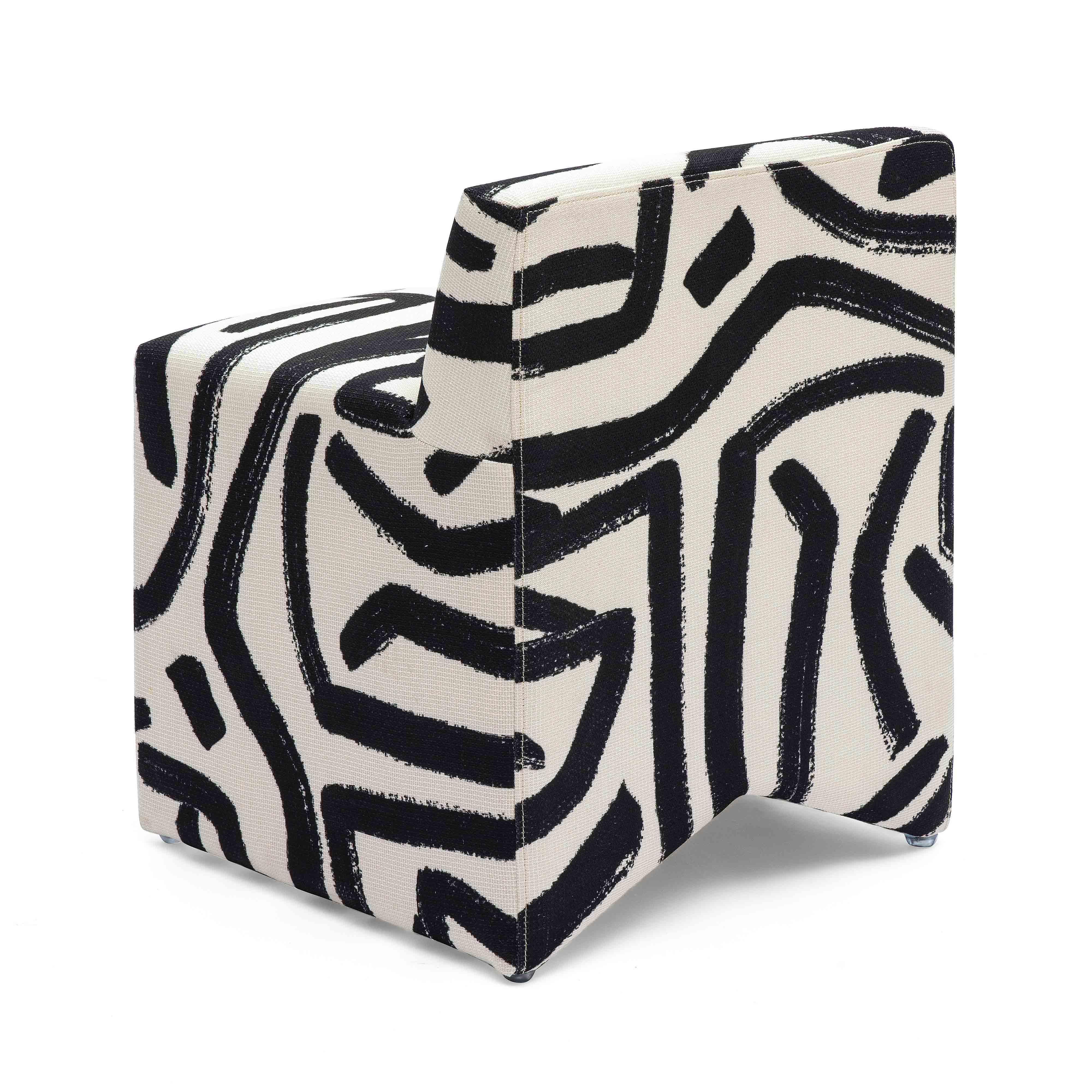 Pippa Black Brushstroke Print Stool - Image 4