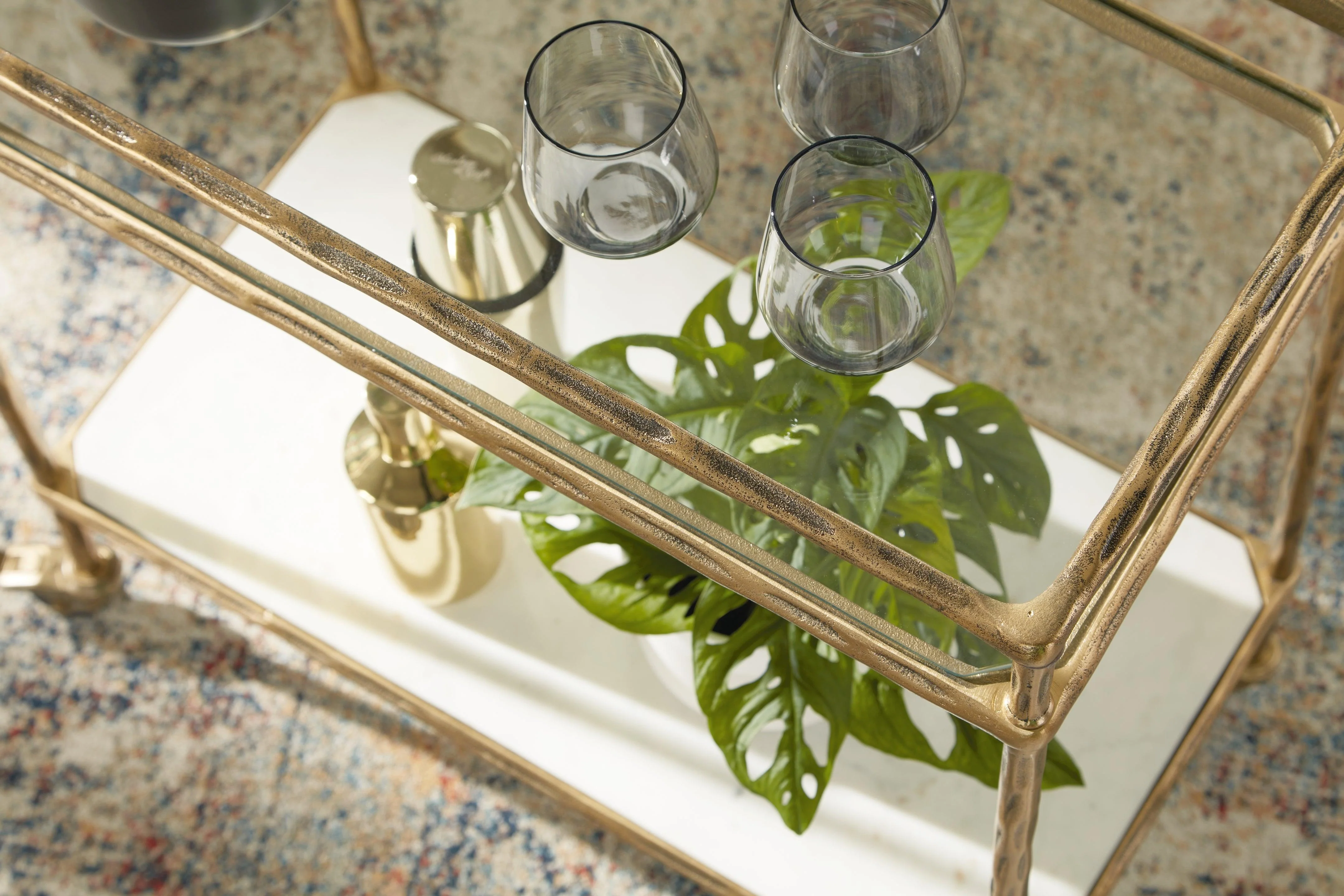 Plattfield Antique Gold Finish Bar Cart - Image 2
