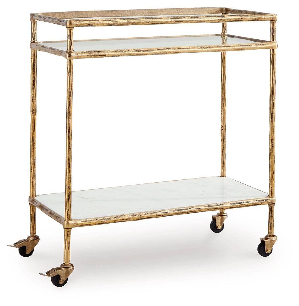 Plattfield Antique Gold Finish Bar Cart - Image 3