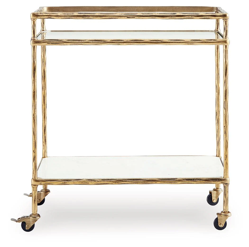Plattfield Antique Gold Finish Bar Cart - Image 4