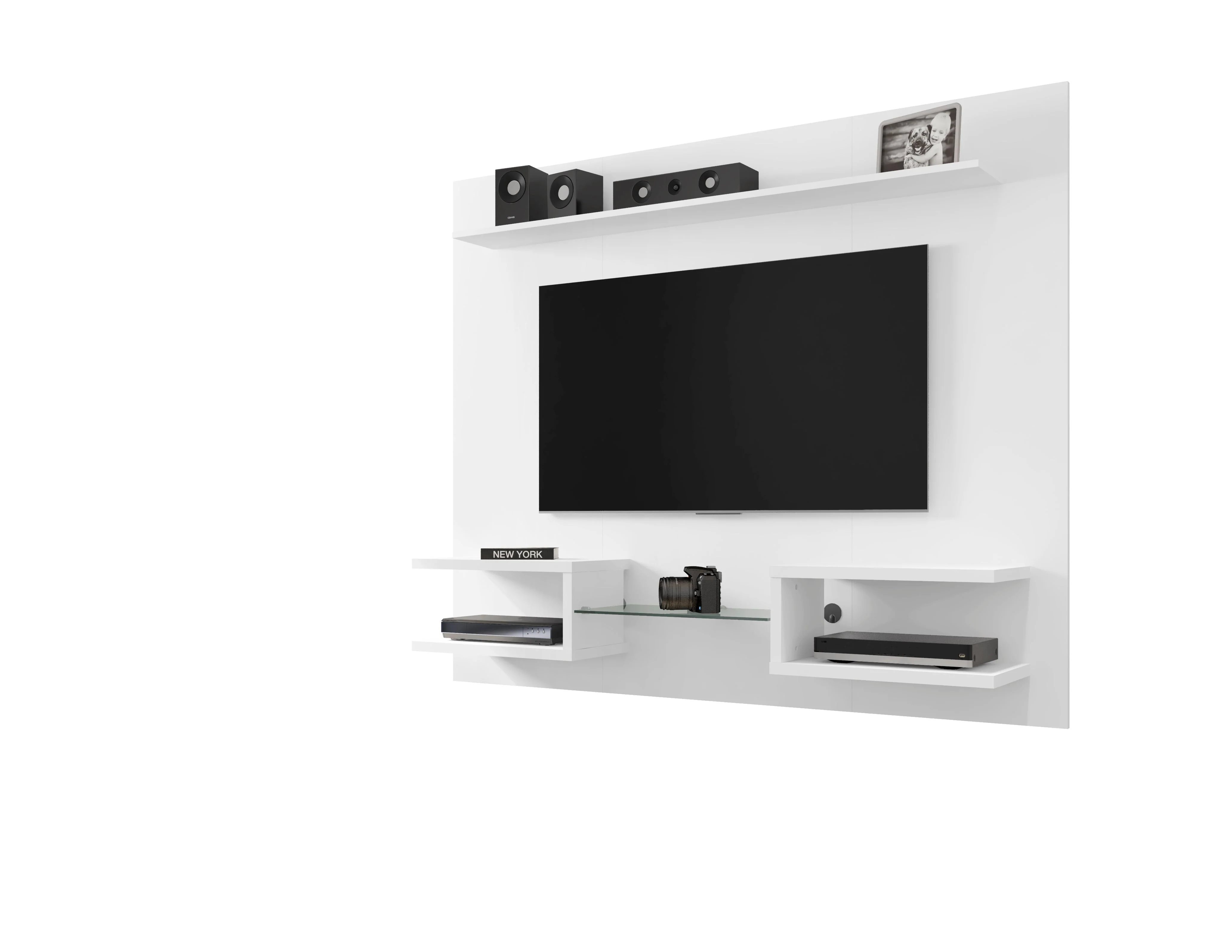 Plaza 64.25 Floating Entertainment Center in White - Image 9