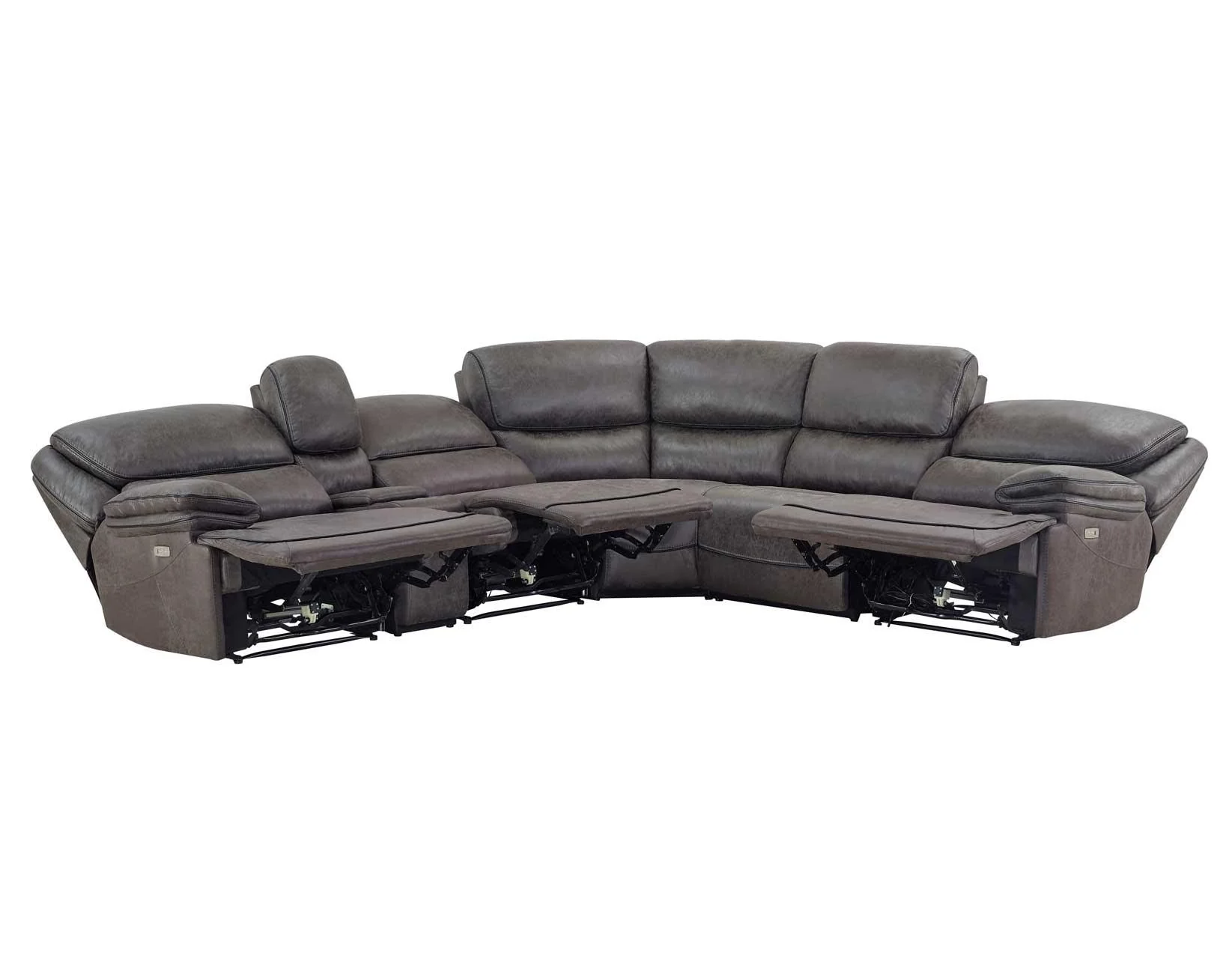 Plaza Smoked Gray 6-Piece Power Reclining Sectional - Image 4