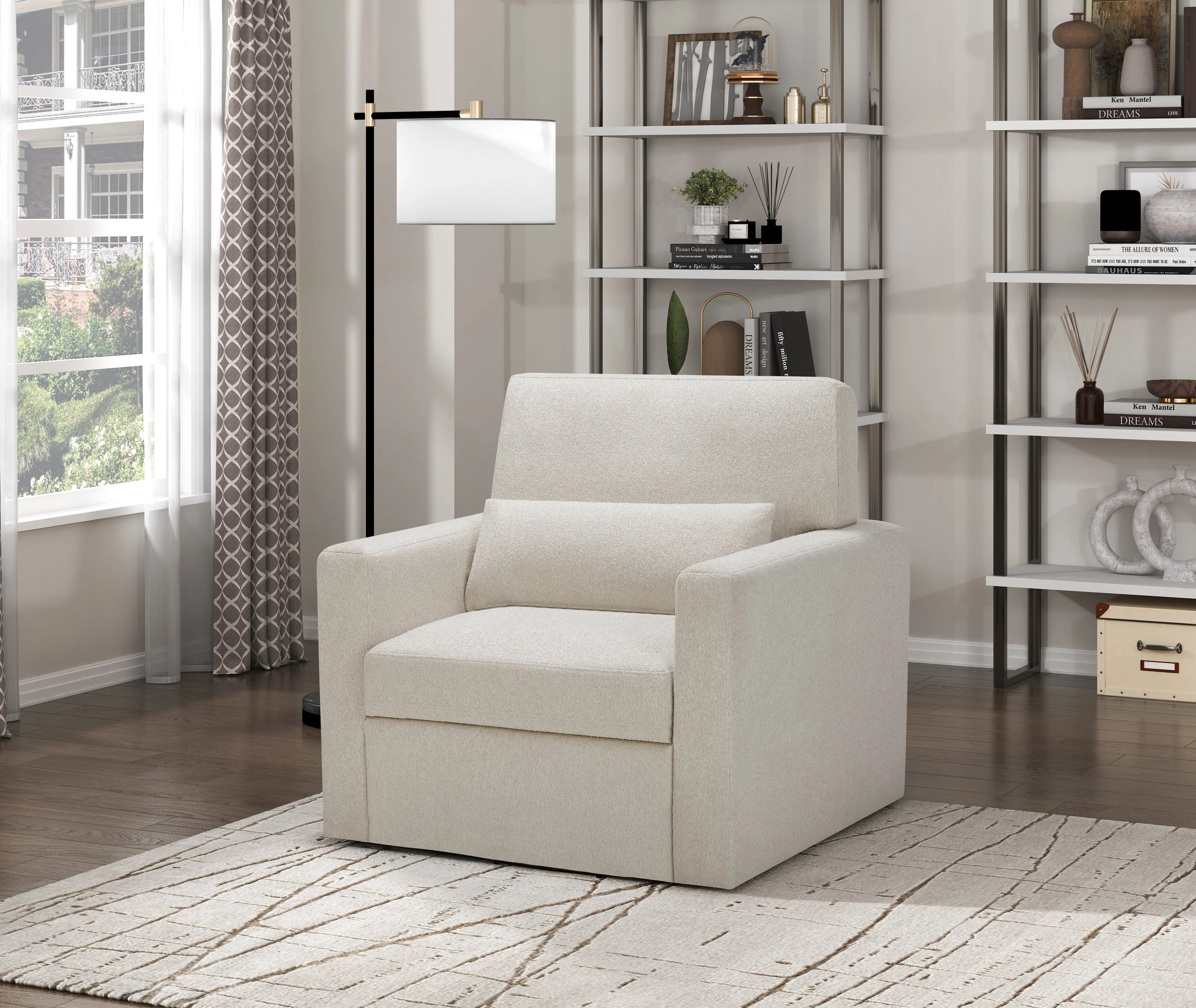 Pompano Beige Boucle Swivel Chair - Image 5