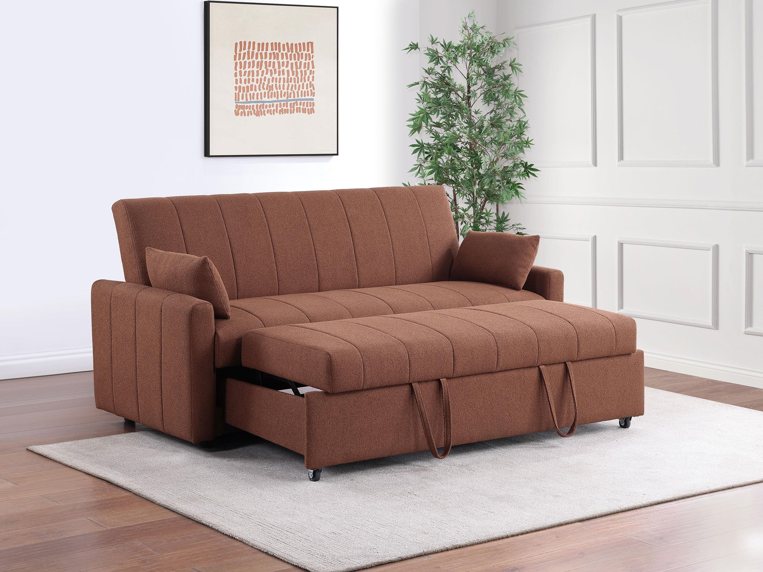 Portland Boucle Upholstered Sleeper Sofa Bed Copper - Image 2