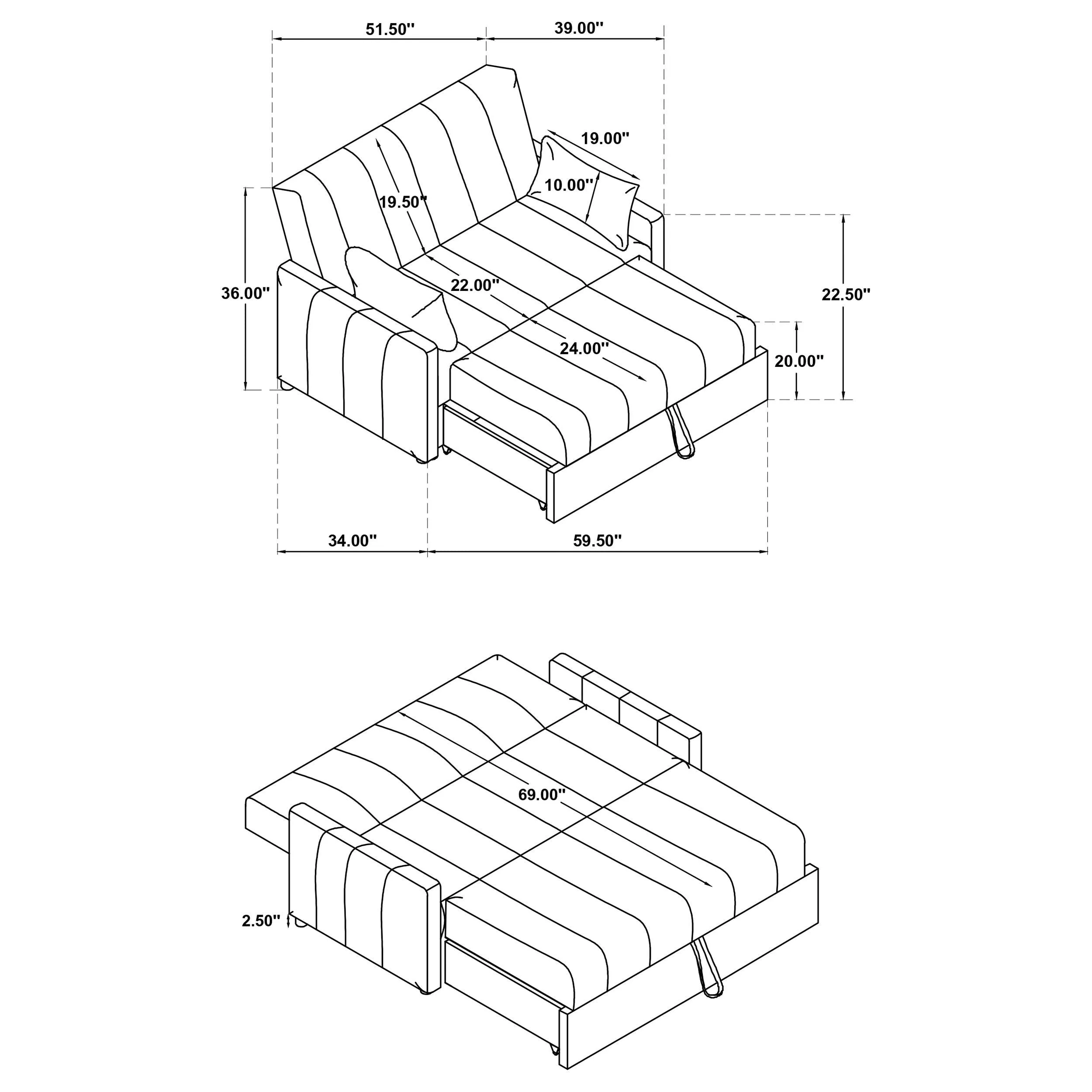 Portland Boucle Upholstered Sleeper Sofa Bed Latte - Image 16