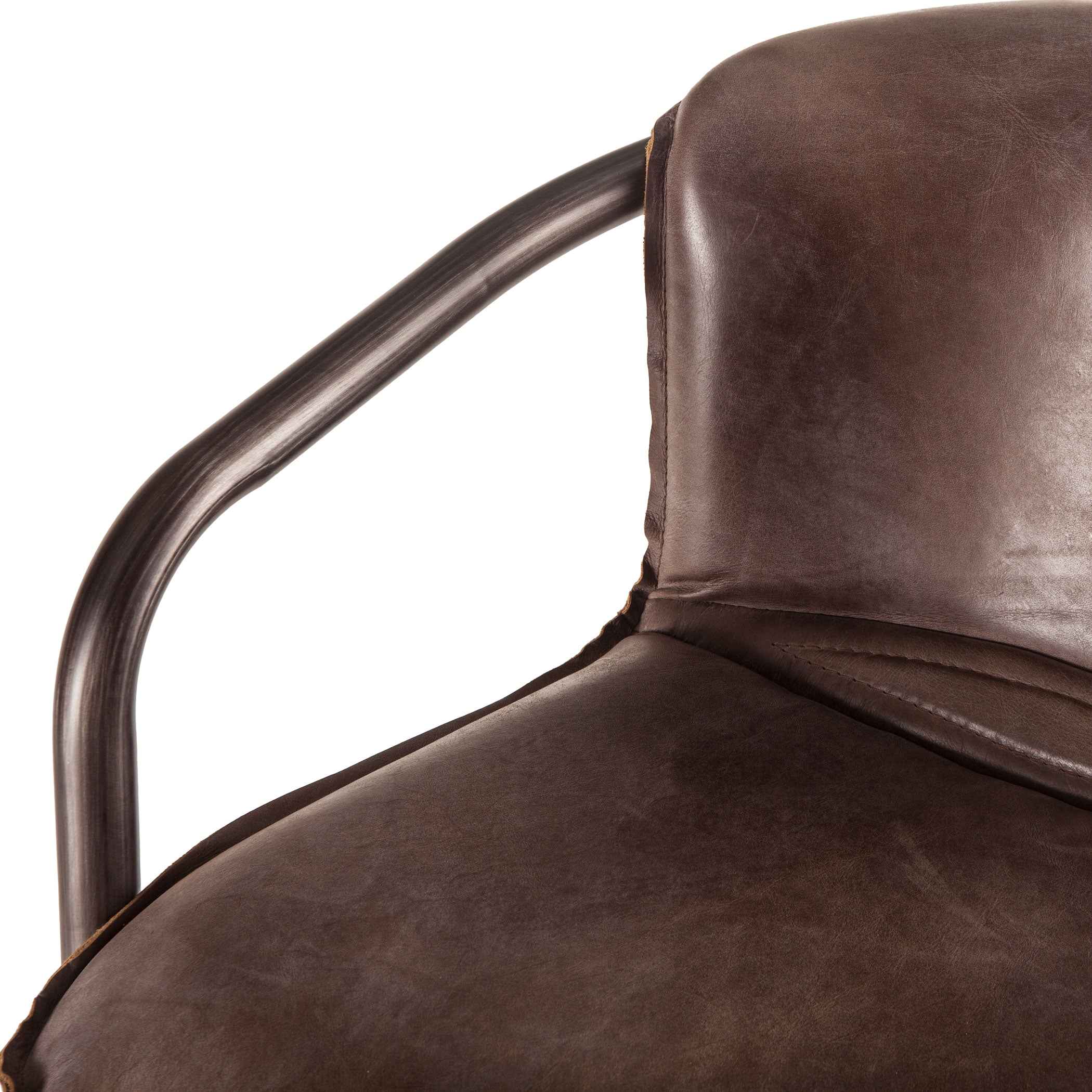 Portofino 22" Bar Chair in Jet Brown Leather - Image 3