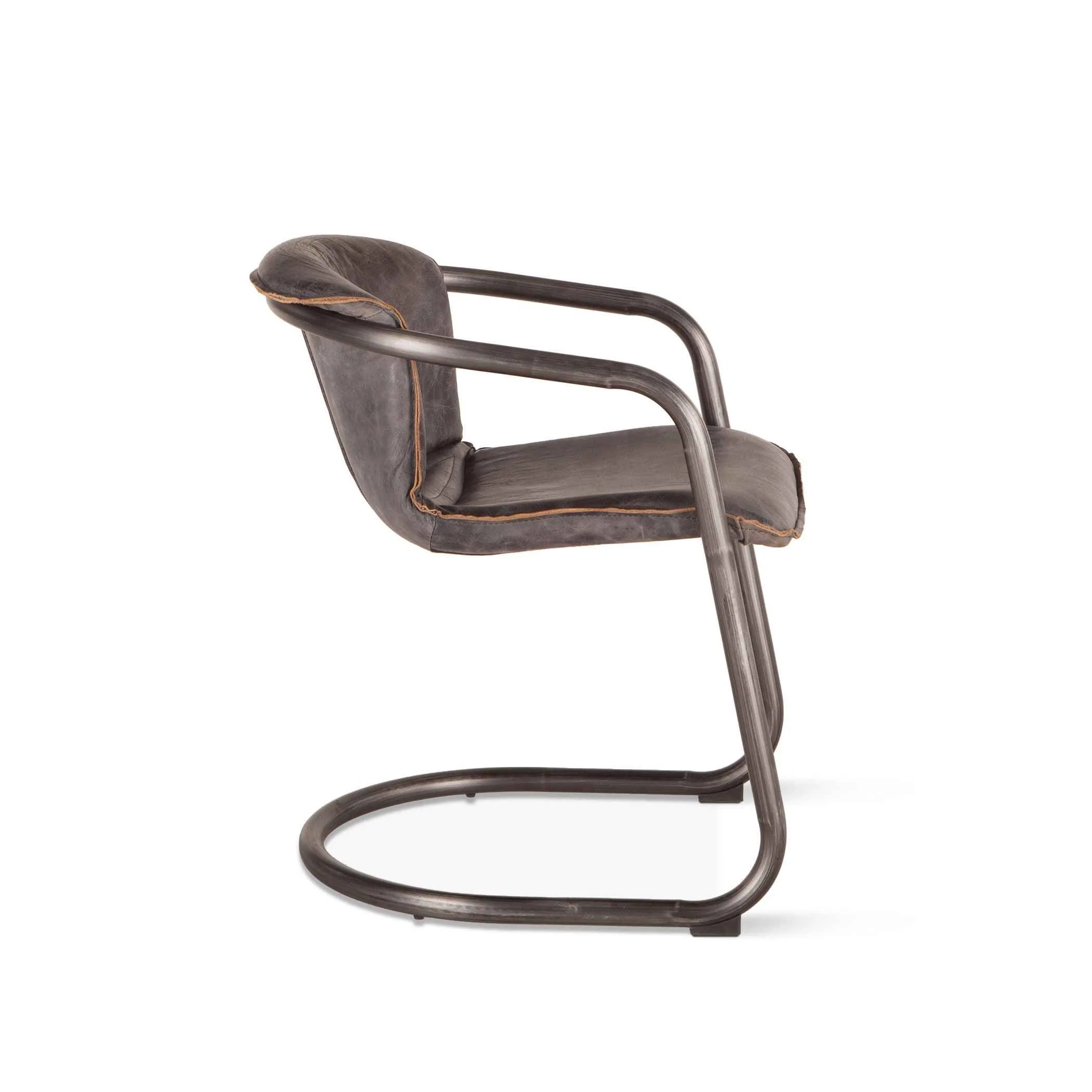 Portofino 22" Dining Chair in Antique Ebony Leather, Set of 2 - Image 3