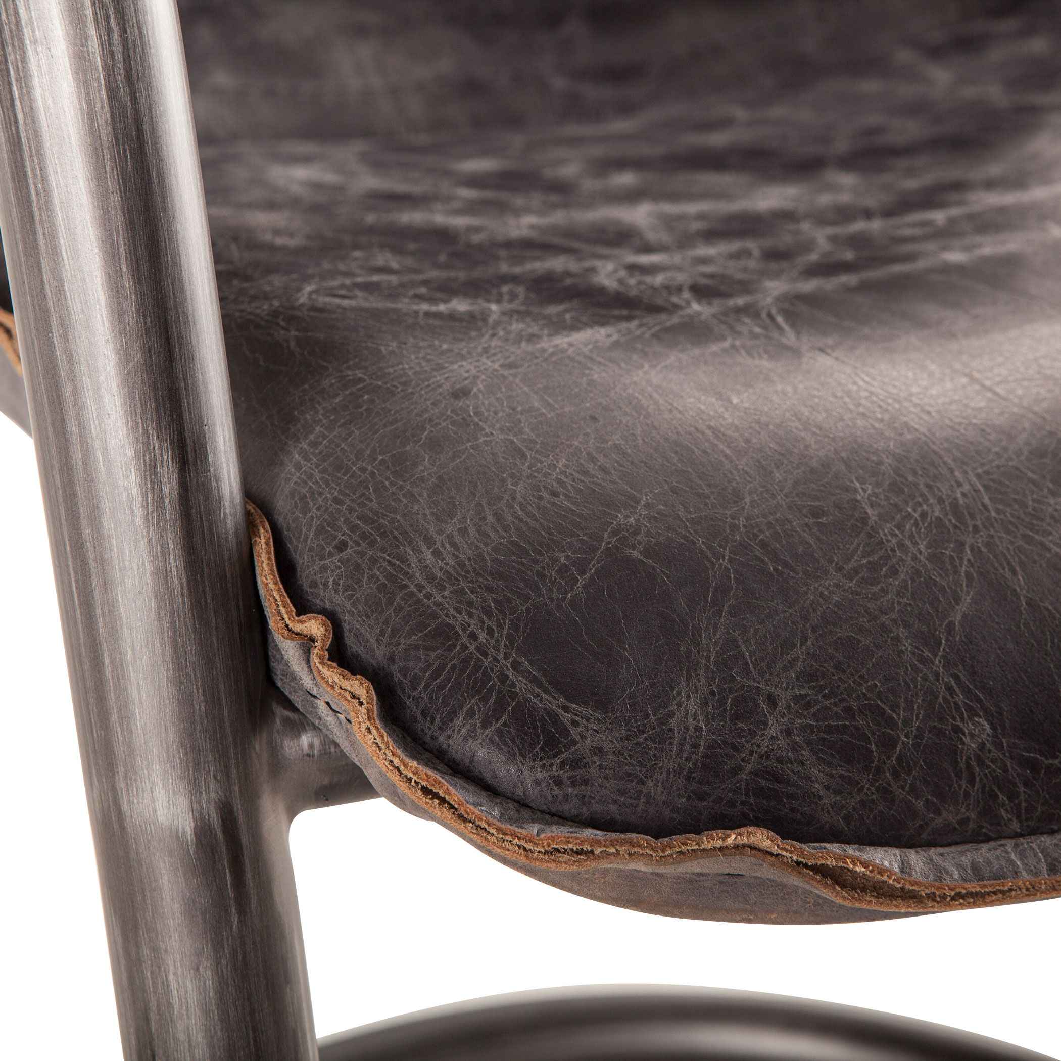 Portofino 22" Dining Chair in Antique Ebony Leather, Set of 2 - Image 5