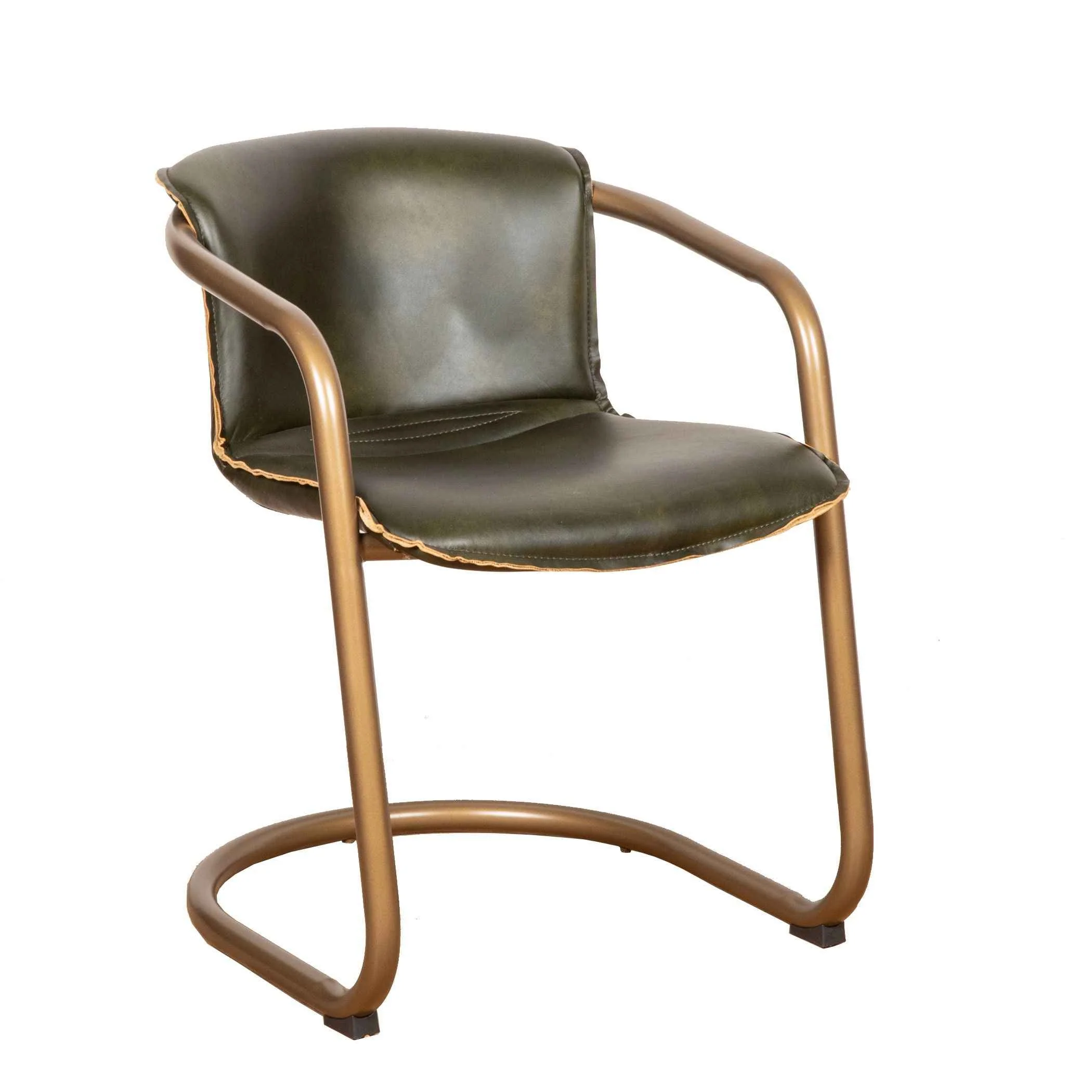 Portofino 22" Dining Chair in Emerald Green Leather, Set of 2 - Image 2