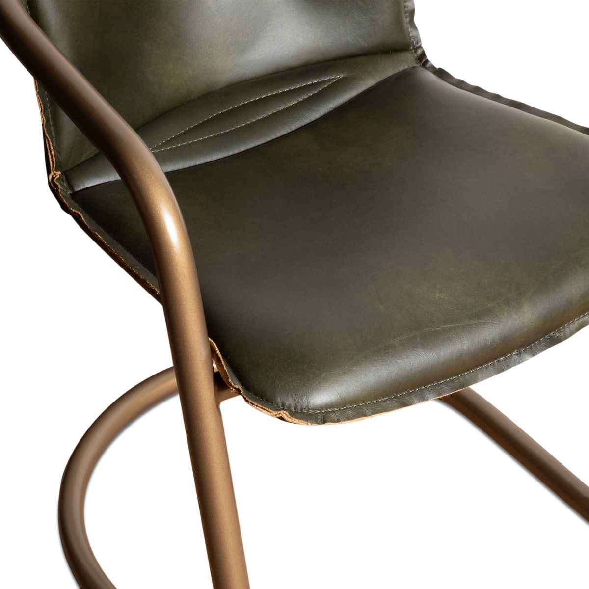 Portofino 22" Dining Chair in Emerald Green Leather, Set of 2 - Image 4
