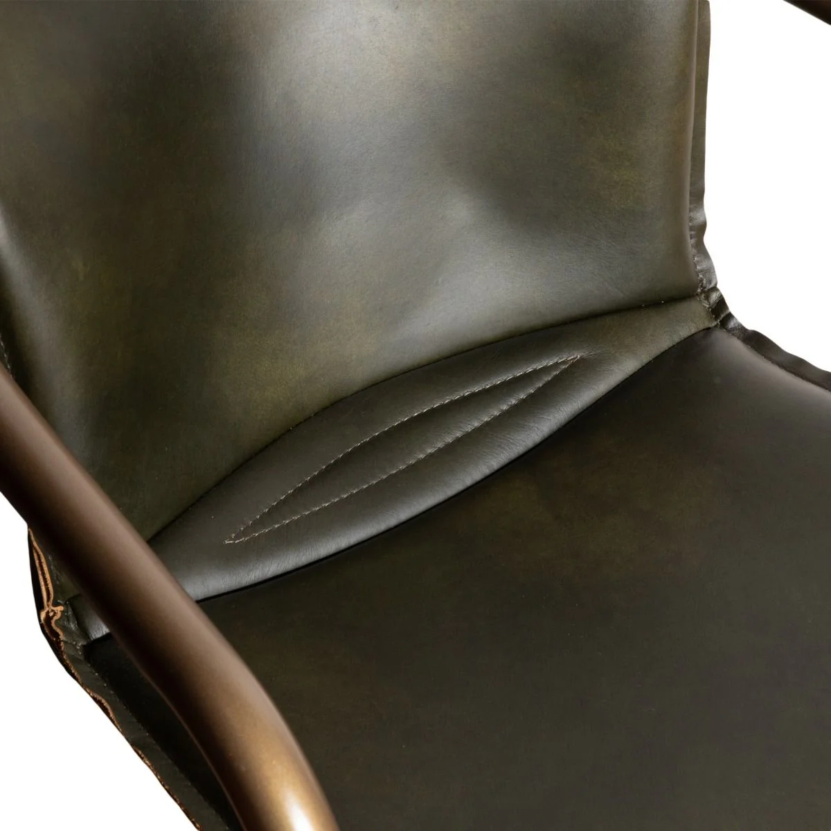 Portofino 22" Dining Chair in Emerald Green Leather, Set of 2 - Image 6