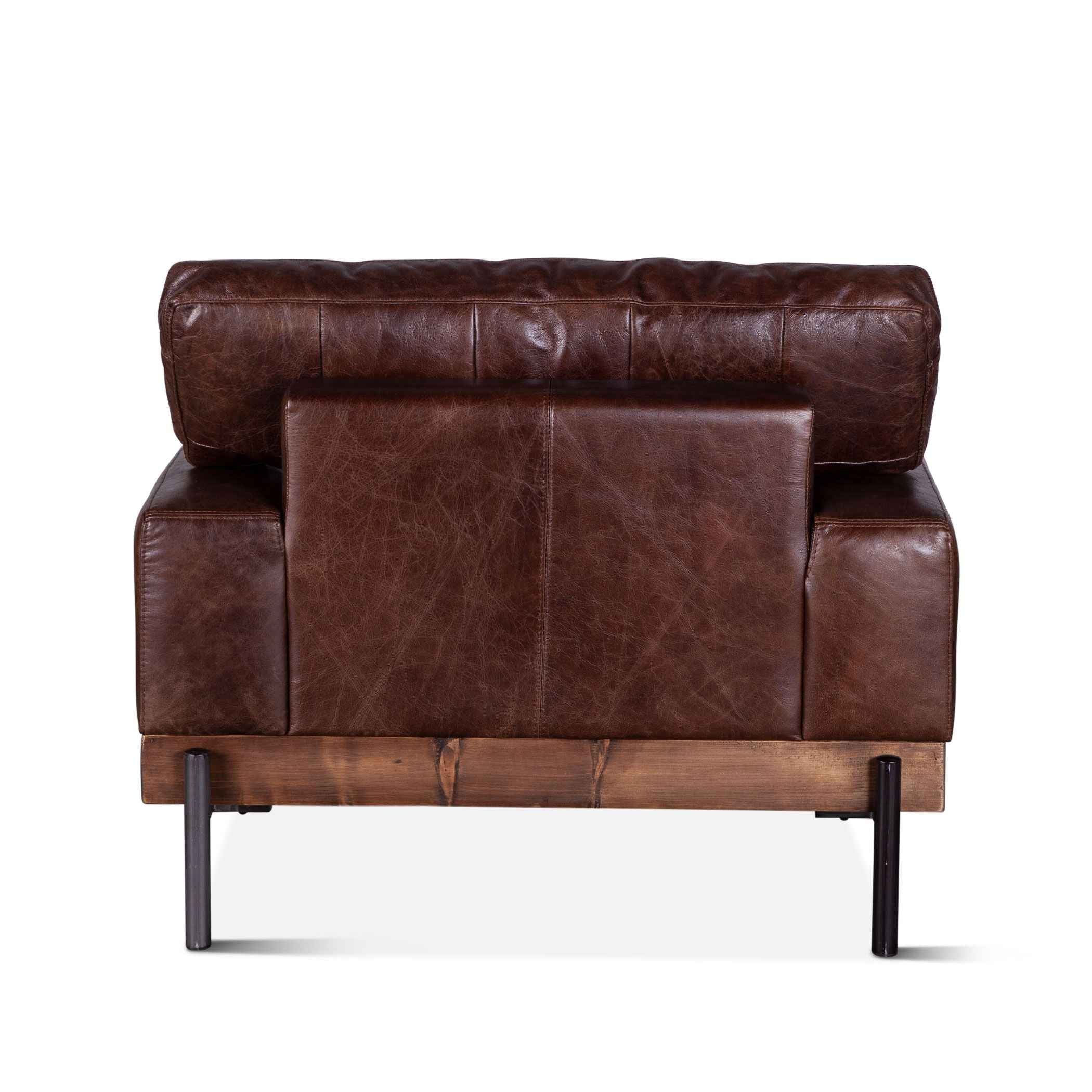 Portofino Industrial 41" Accent Chair in Geisha Brown Leather - Image 5