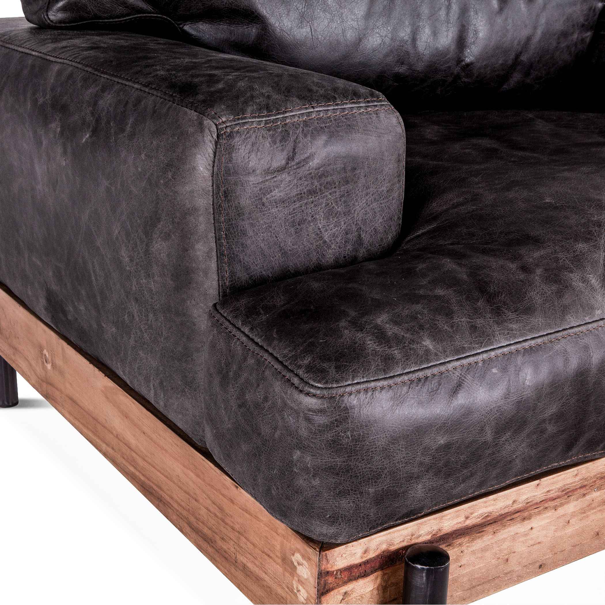 Portofino Industrial 41" Accent Chair in Morocco Black Leather - Image 6