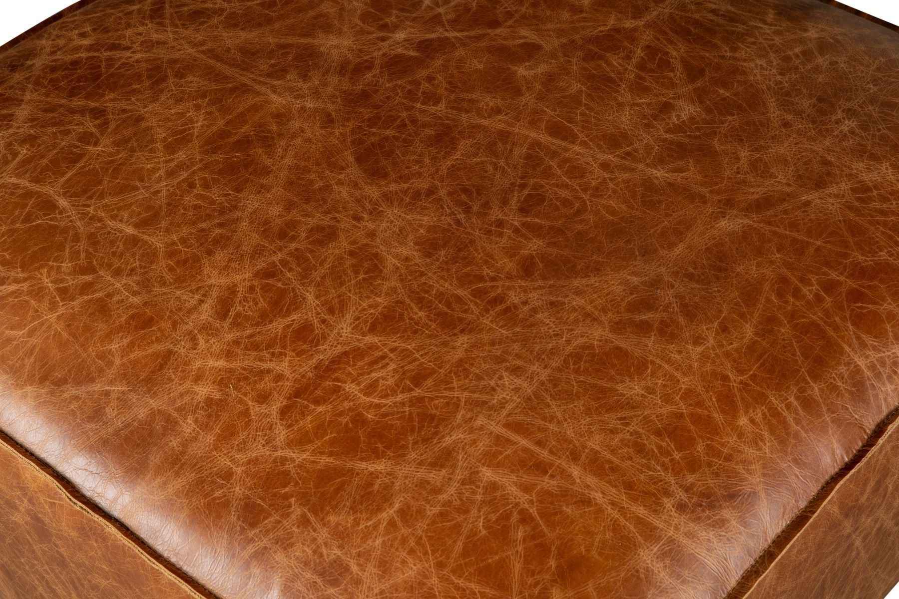 Portofino Loft Sectional Ottoman in Cocoa Brown Leather - Image 5
