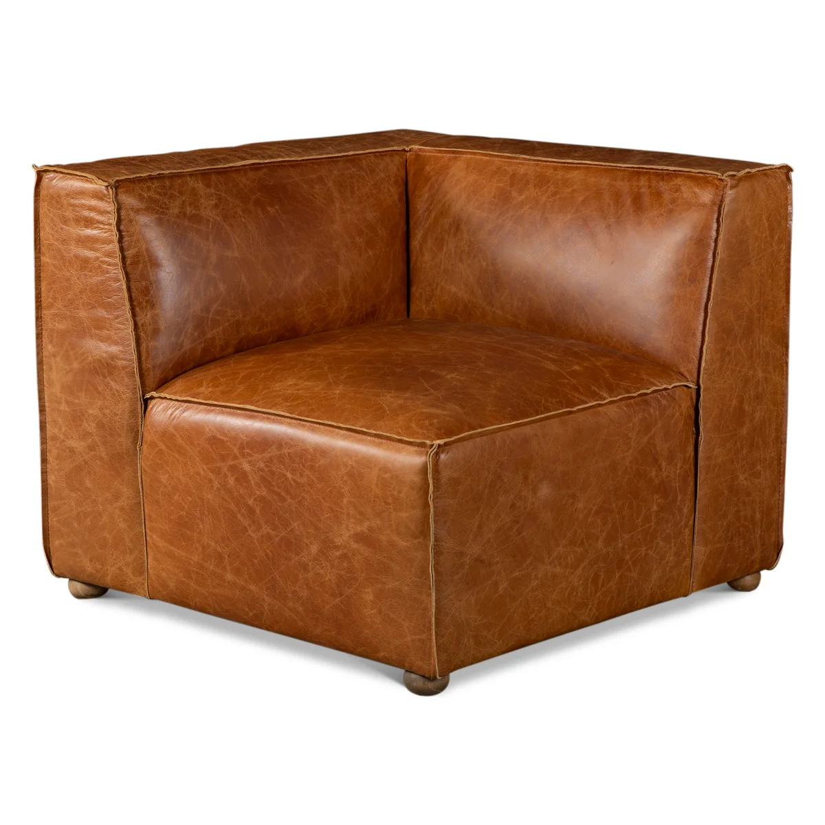 Portofino Loft Three Piece Sectional Sofa in Cocoa Brown Leather - Image 8