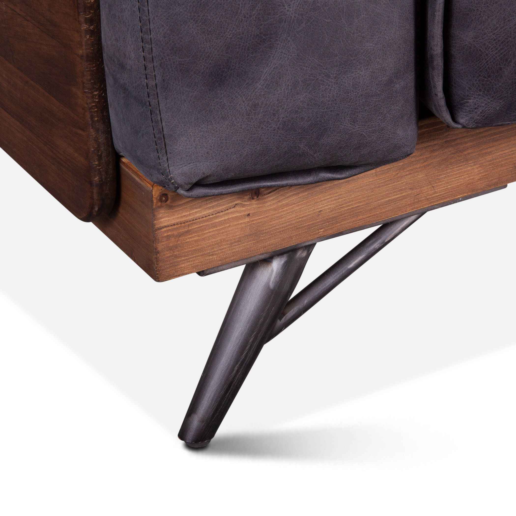 Portofino Mid Century 37" Accent Chair in Antique Ebony Leather - Image 6