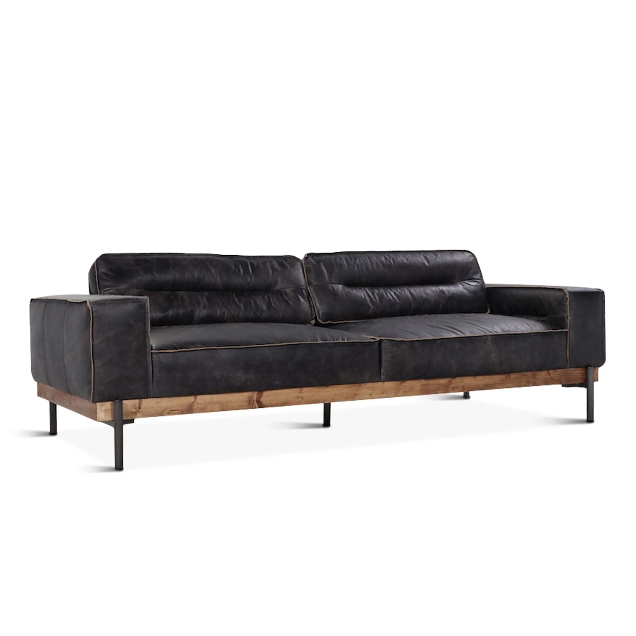 Portofino Modern 95" Sofa in Antique Ebony Leather - Image 6