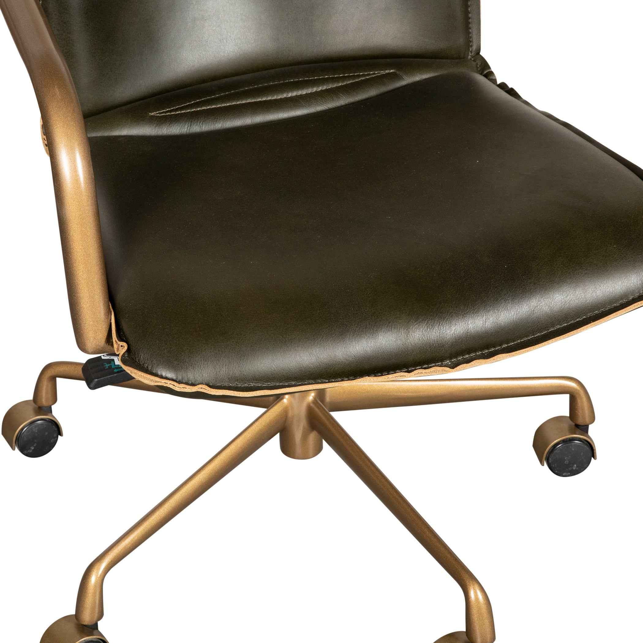 Portofino Swivel Office Chair in Emerald Green Leather and Antique Gold - Image 5